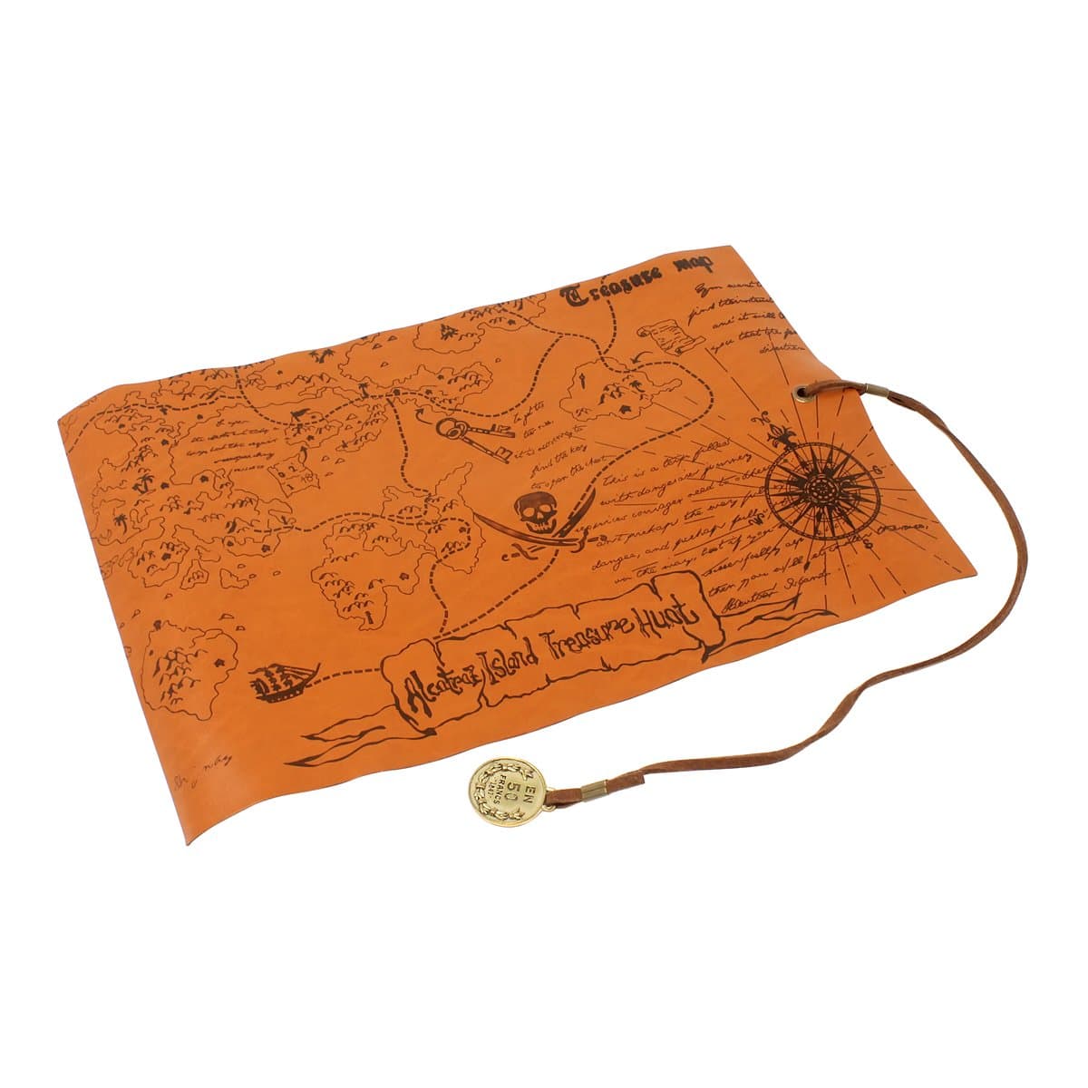 Nautical Cove Pirate Treasure Map PVC Leather with Detailed Map Features