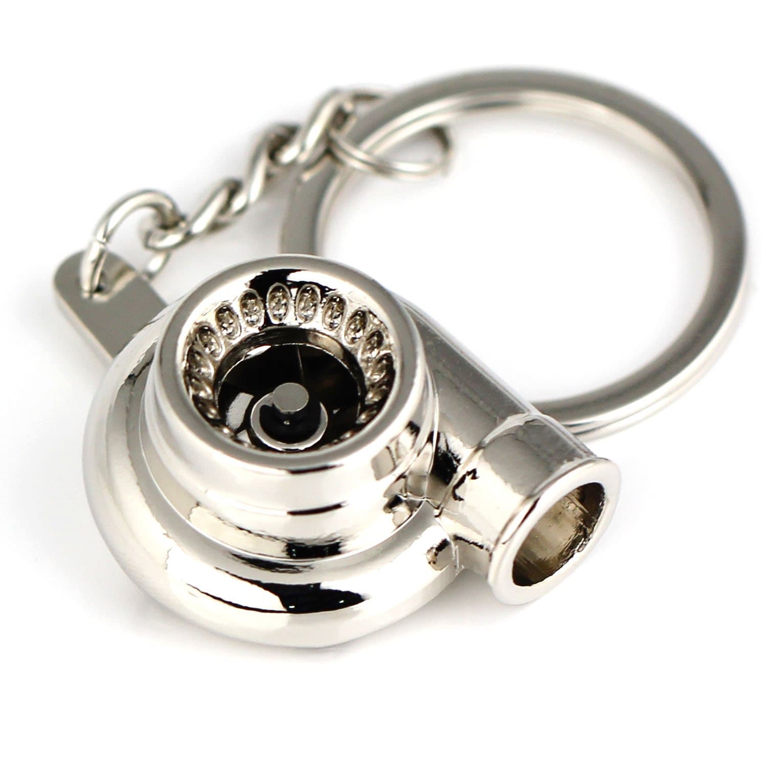 maycom® Creative Spinning New Turbo Turbocharger Keychain Key Chain Ring Keyring Keyfob (Polished Silver)