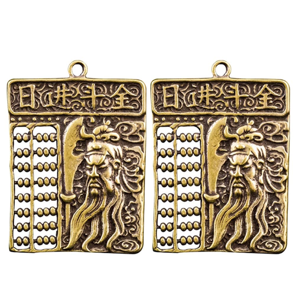 PATKAW Creative design The right gift 2pcs Retro Guan Gong Abacus Hanging Pendents Abacus Ornaments Keys Hanging Decor Learning accessories School Supplies
