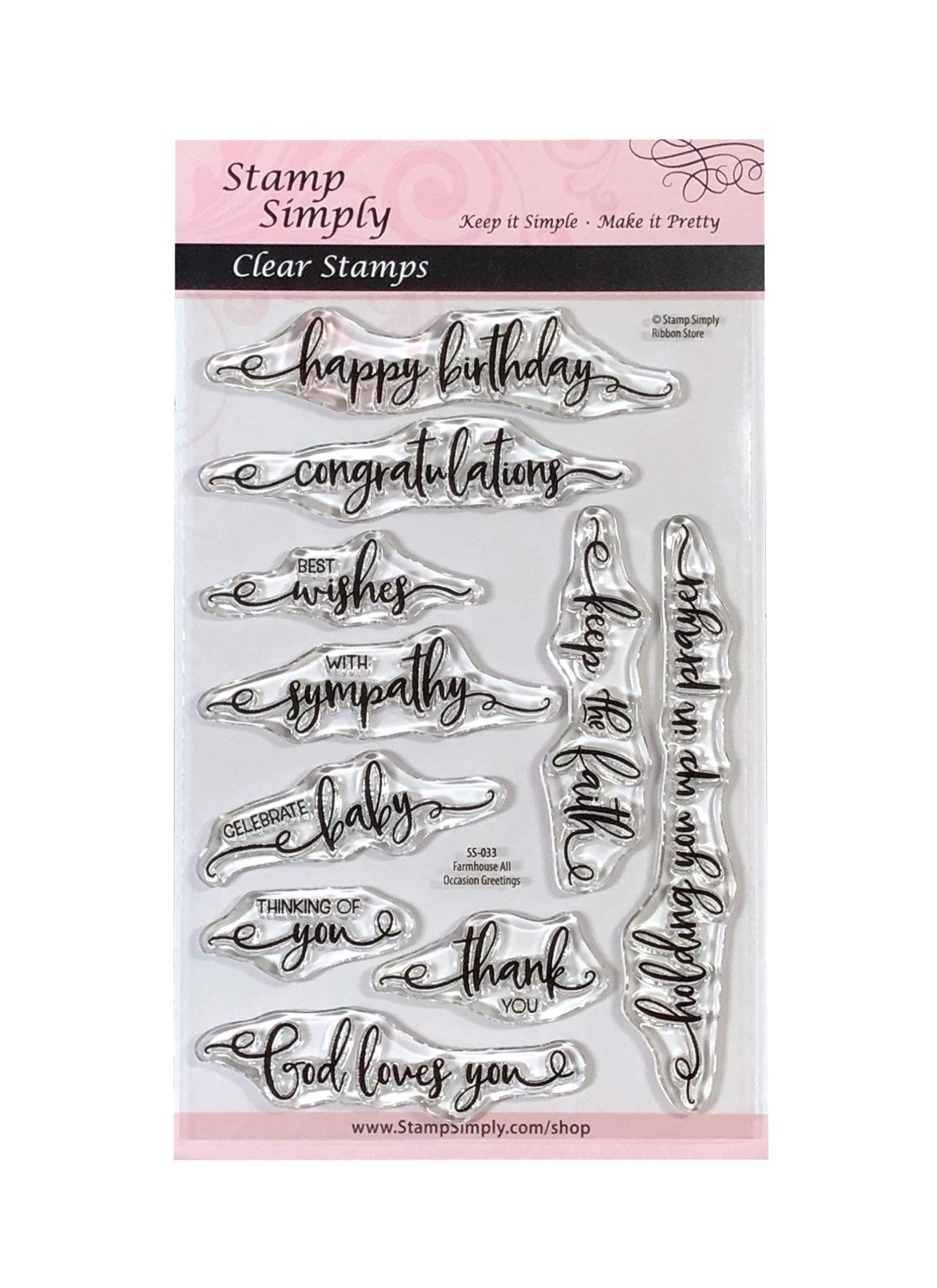 Stamp Simply Clear Stamps Farmhouse All Occasion Greetings and Sentiments Christian Religious 4x6 Inch Sheet - 10 Pieces