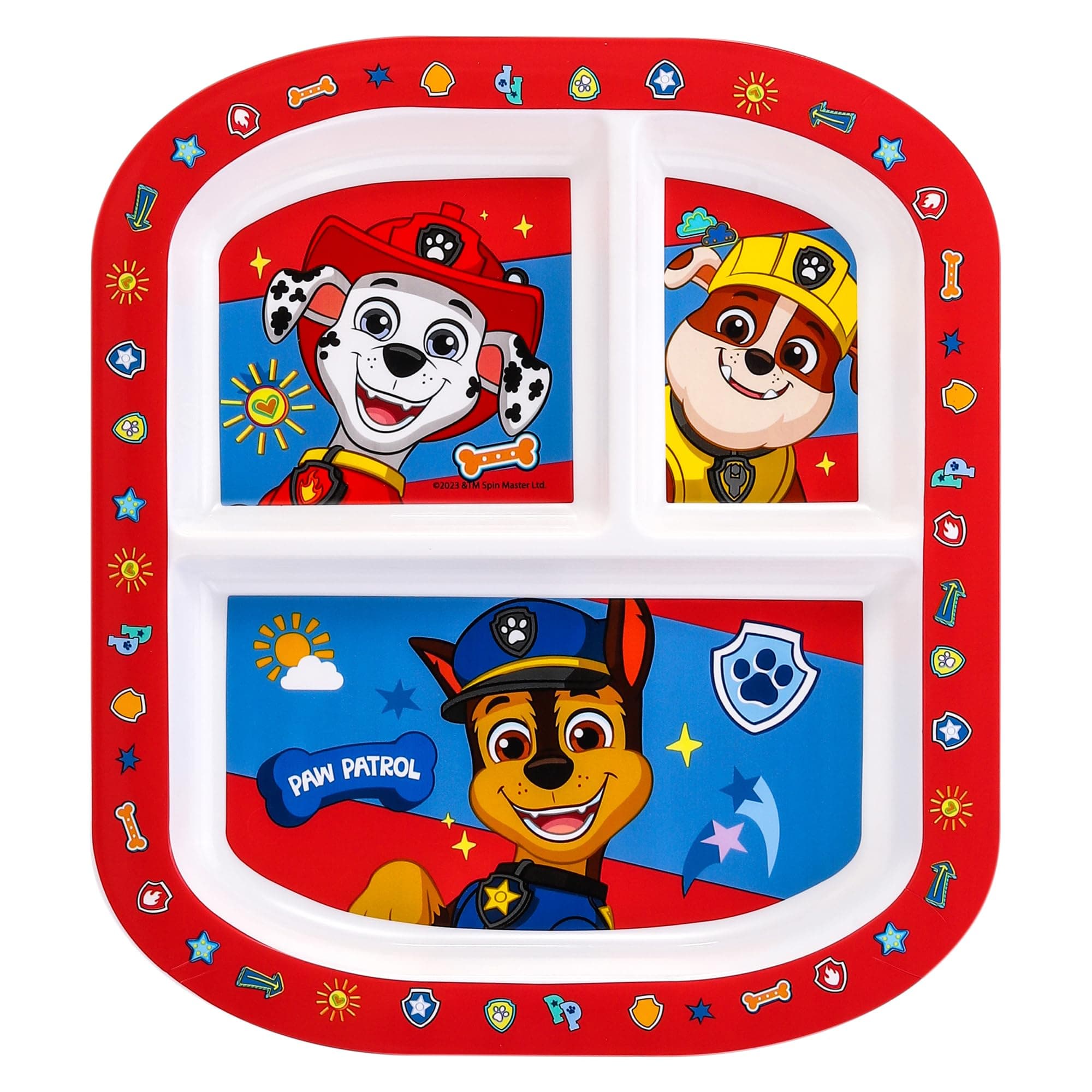 Zawadi Global Paw Patrol 3 Section Reusable Childrens Kids Toddlers Divided Breakfast Lunch Dinner Plate