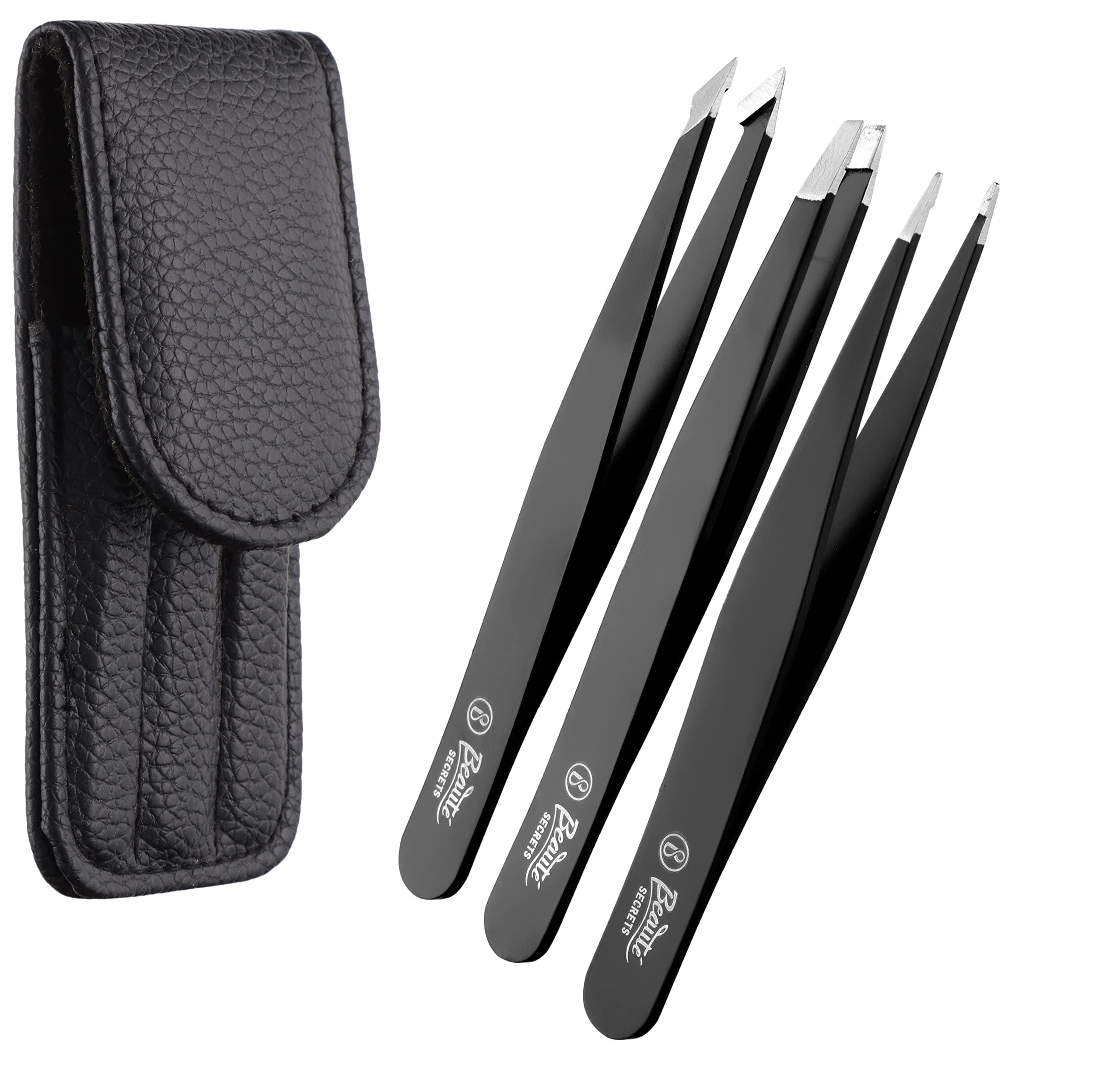 Beauté Secrets Tweezers Set - Tweezers for Eyebrows - Great Precision Plucker for Facial Hair, Splinter and Ingrown Hair Removal, Hair Threading