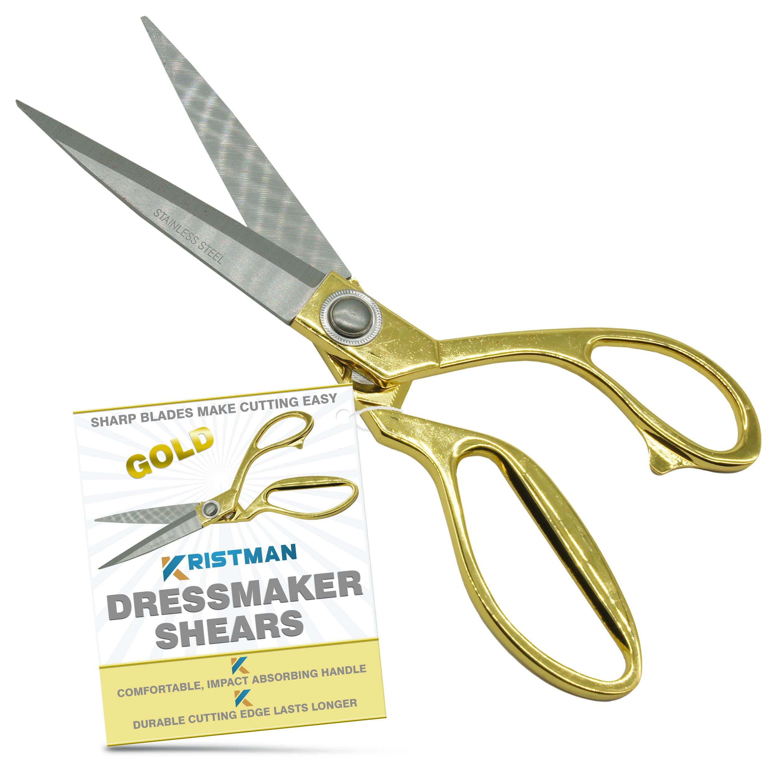 Kristman Dressmaker Shears Professional 9.5 Inch Scissors Cut with Ease Gold