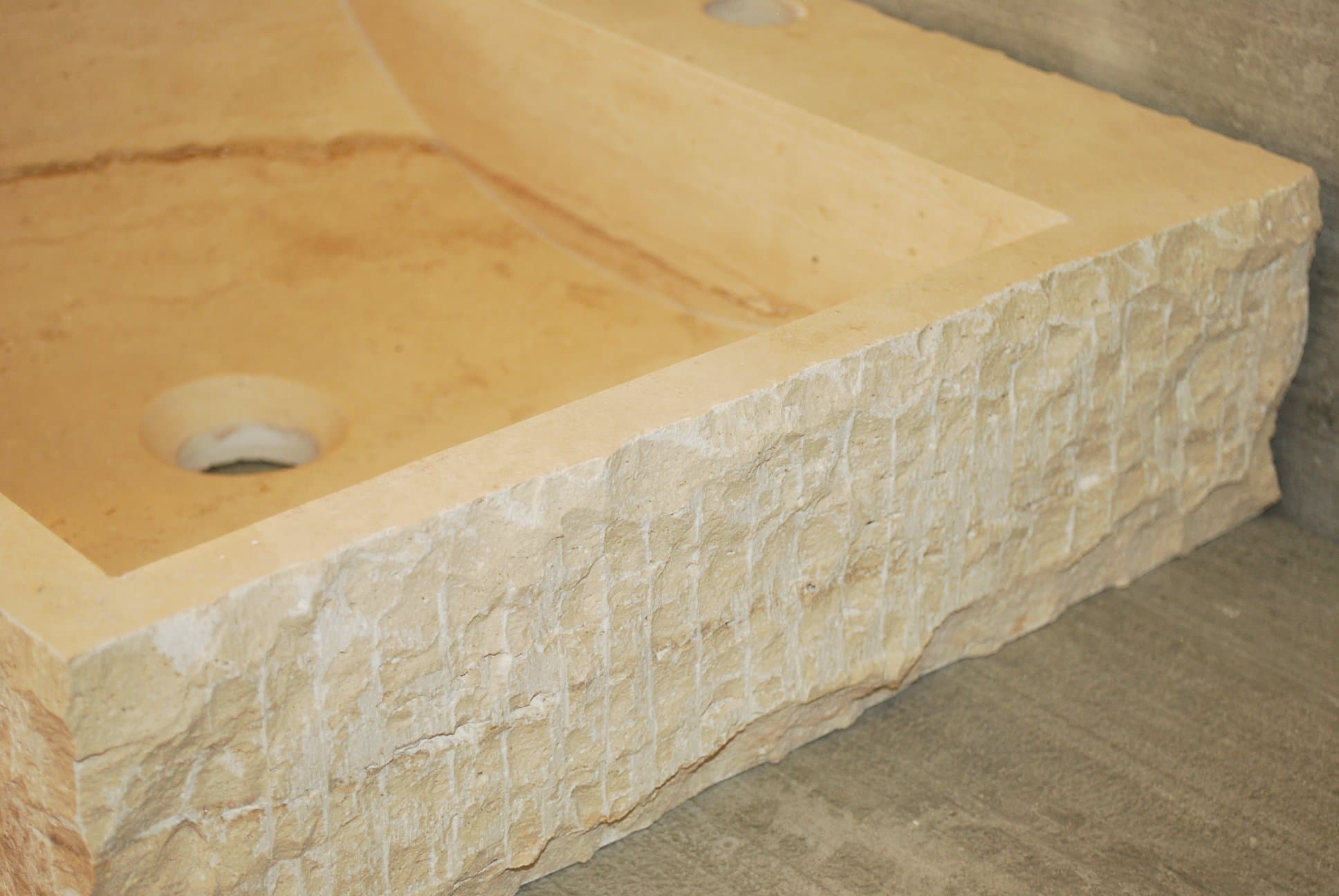 Classic Stone Chiseled Square Vessel Sink. Stone Vessel Sink. Chiseled Vessel Sink. Square Vessel Sink