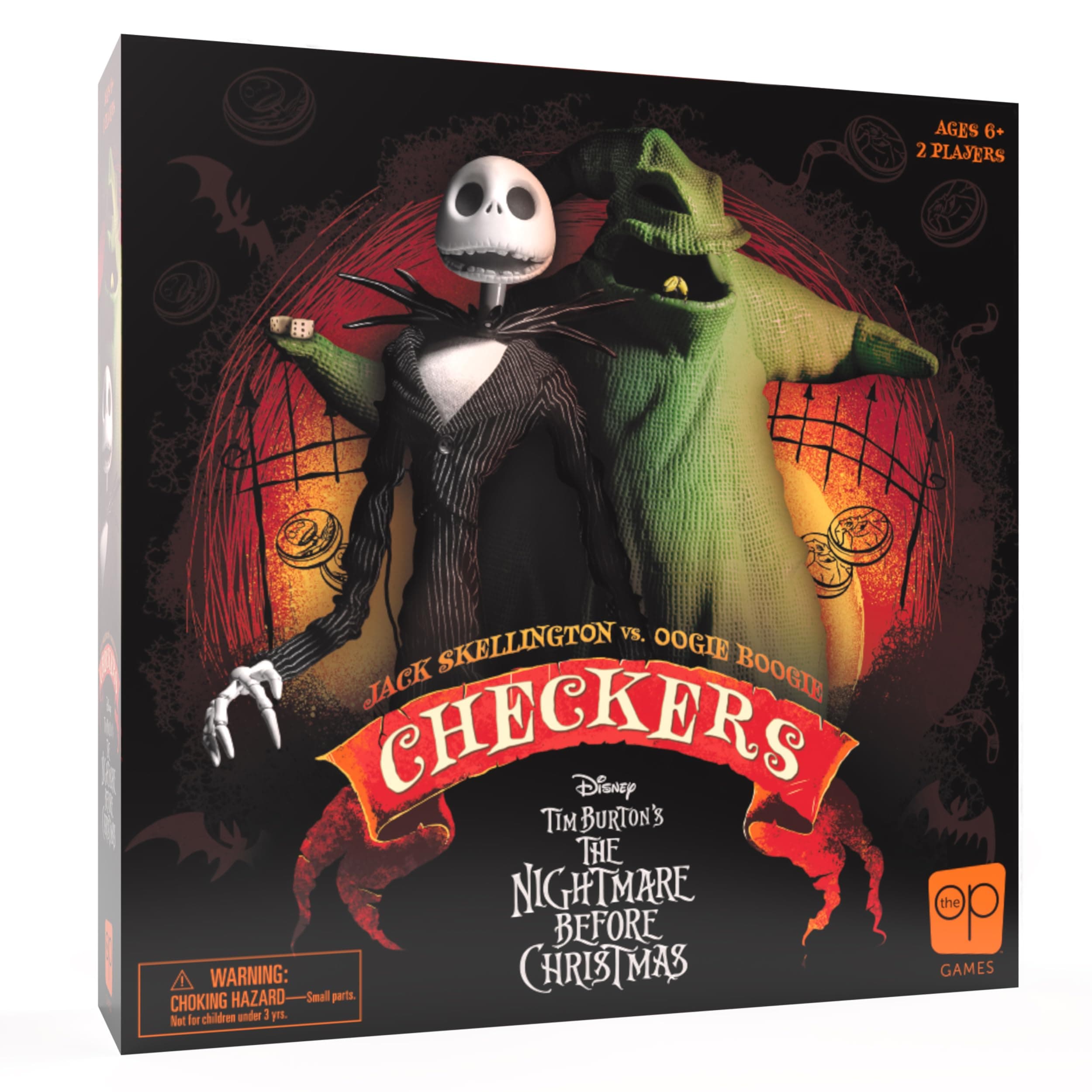 USAOPOLY Disney Tim Burton’s The Nightmare Before Christmas Checkers | Featuring Jack Skellington vs. Oogie Boogie | Officially Licensed Disney Game | Collectible 2-Player Game | Ages 6+