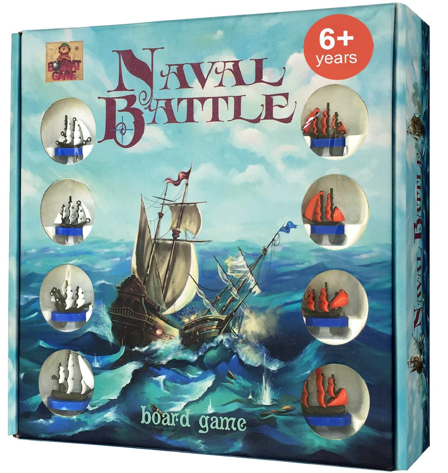 Naval Battle - Tactic and Strategy Battleship Board Game for Kids 6 and up - Best Two Player Board Games for Boys and Girls - Action and Adventure Family Games for Children