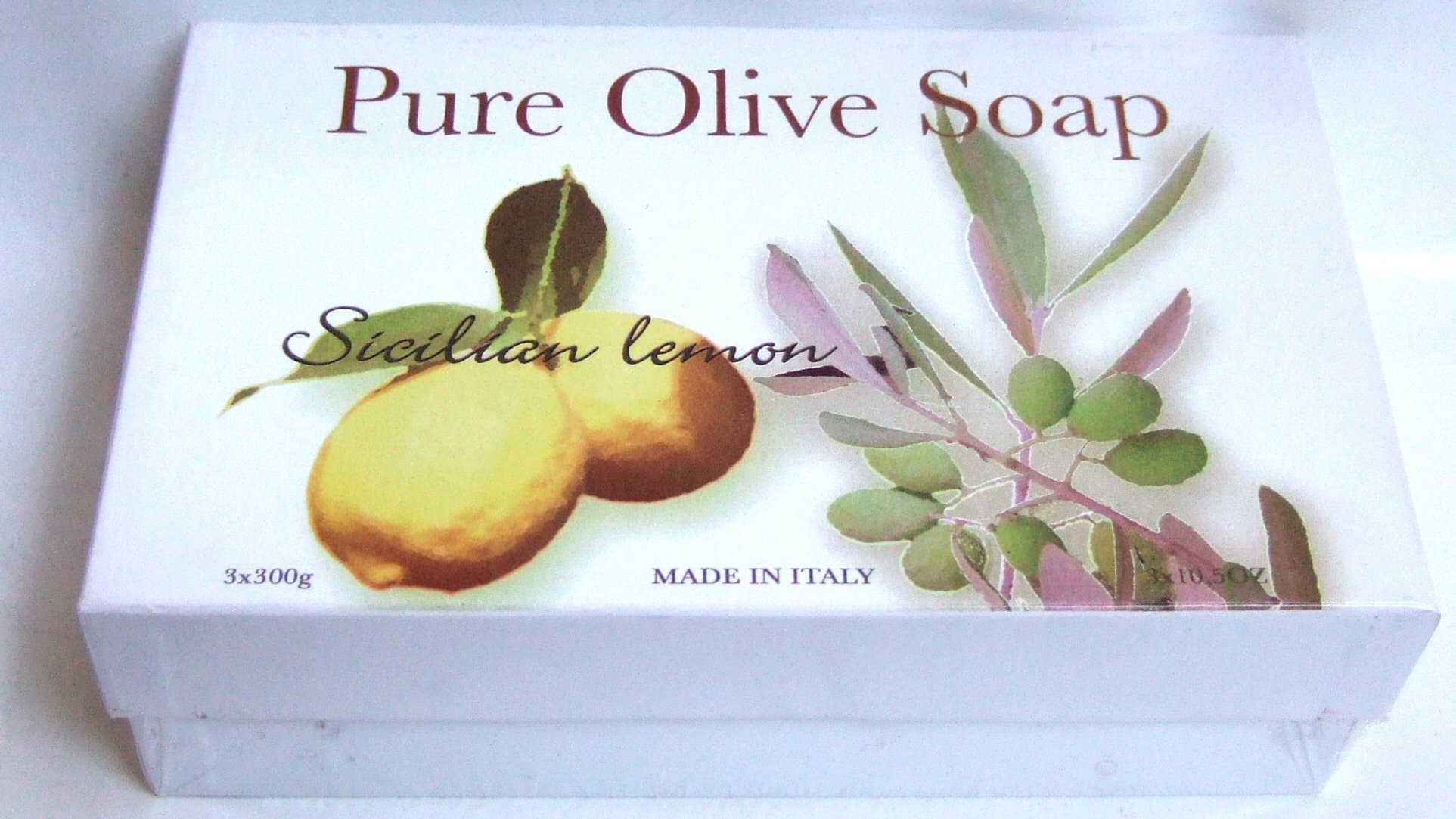 "Sicilian Lemon" Pure Olive Oil Soaps 10.5 Ounce (300gr) Packages (Pack of 3) [ Italian Import ]