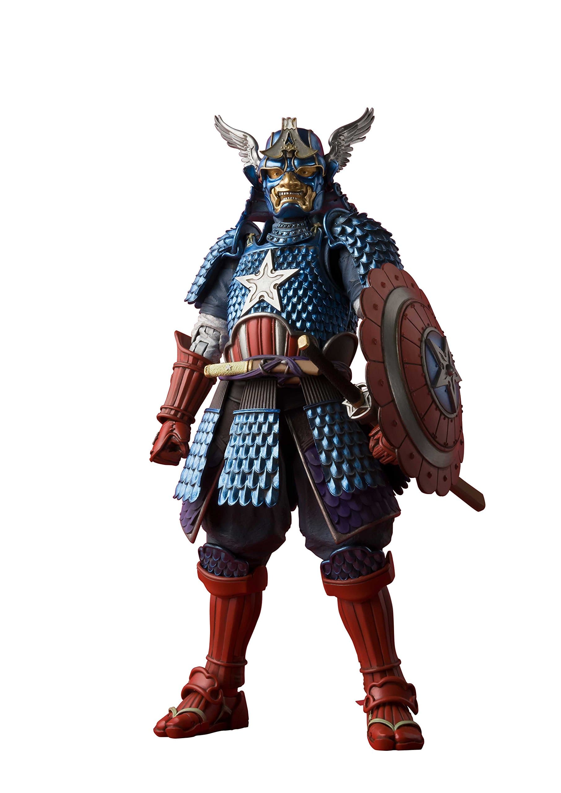 Bandai Tamashii Nations Marvel Samurai Captain America Action Figure, multicolor