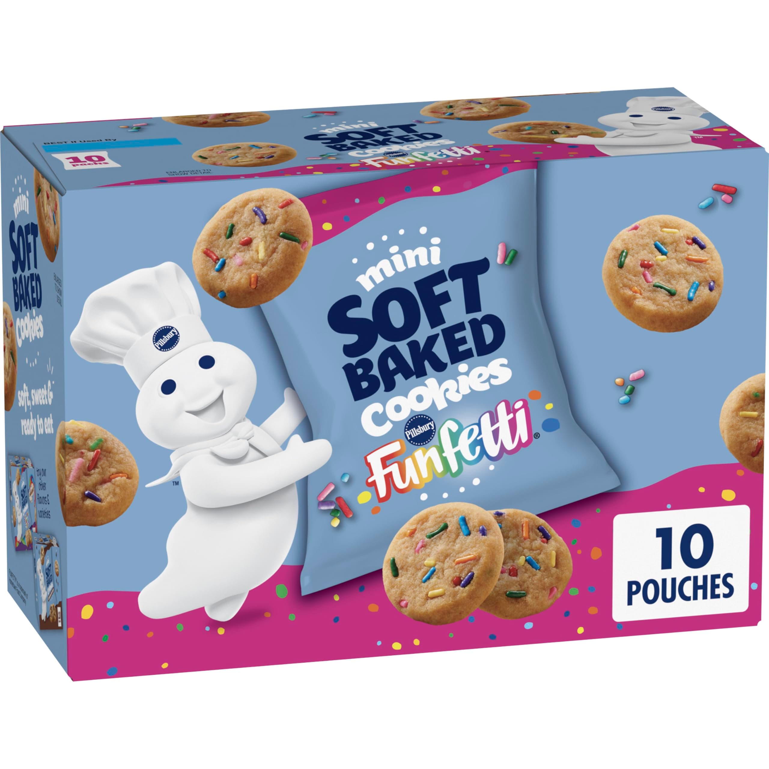 Mini Soft Baked Cookies, Funfetti, Snack Bags, 10 Ct, 10 oz