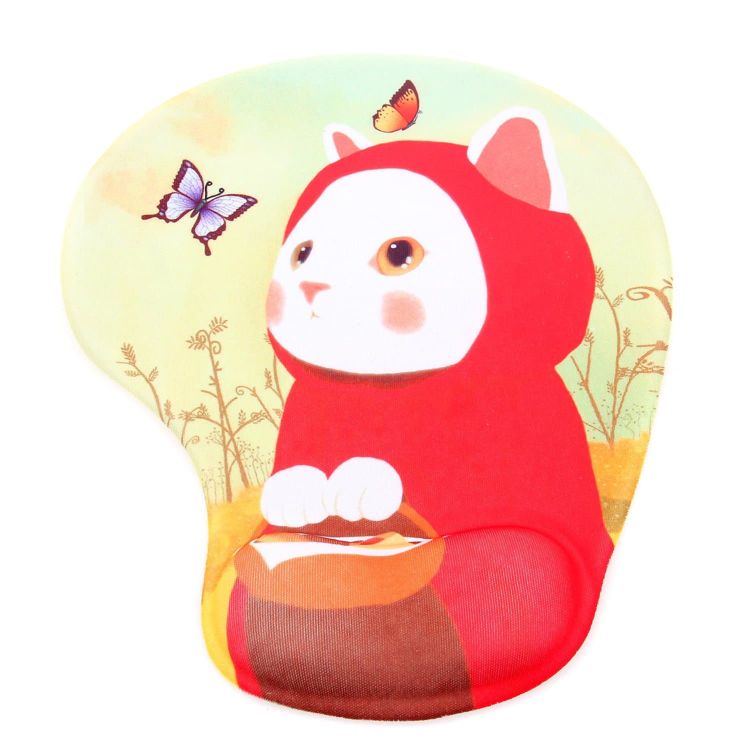 TUKA Mouse Pad with Designed Cute Cartoon Animals, Anti-Fatigue Mice Pad with Comfortable Gel filled Wrist Rest Gel Support, Ergonimic Mouse Mat Wrist Support Pad, TKC5100 redcat