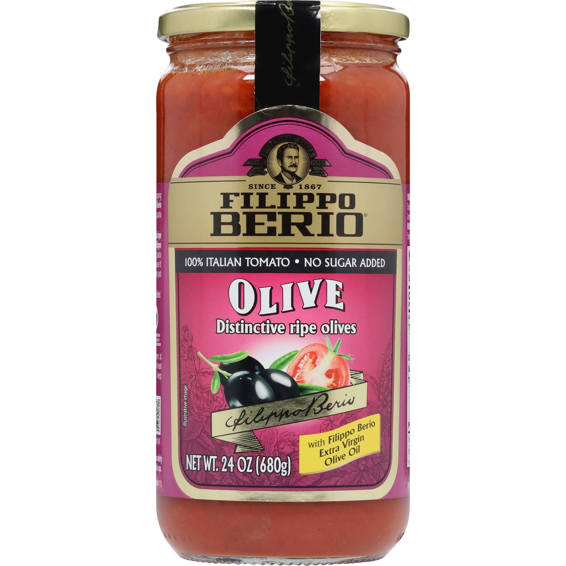 Pasta Sauce, Olive Sauce, 24 Ounce Glass Jar, No Sugar Added, Vegan, Gluten Free, Lactose Free, Non-GMO
