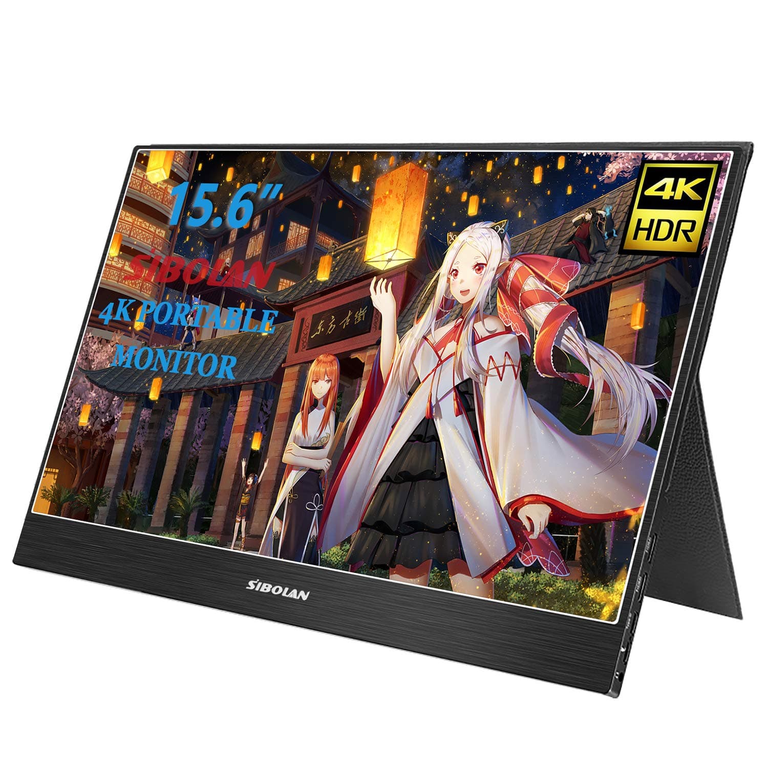 15.6 inch 4K Uhd Portable Monitor USB Type-C 100% Adobe RGB Color IPS HDR with Dual HDMI Mini Input Ports 4mm Ultra Slim Compatible with Smart Phone and PC with Smart Case