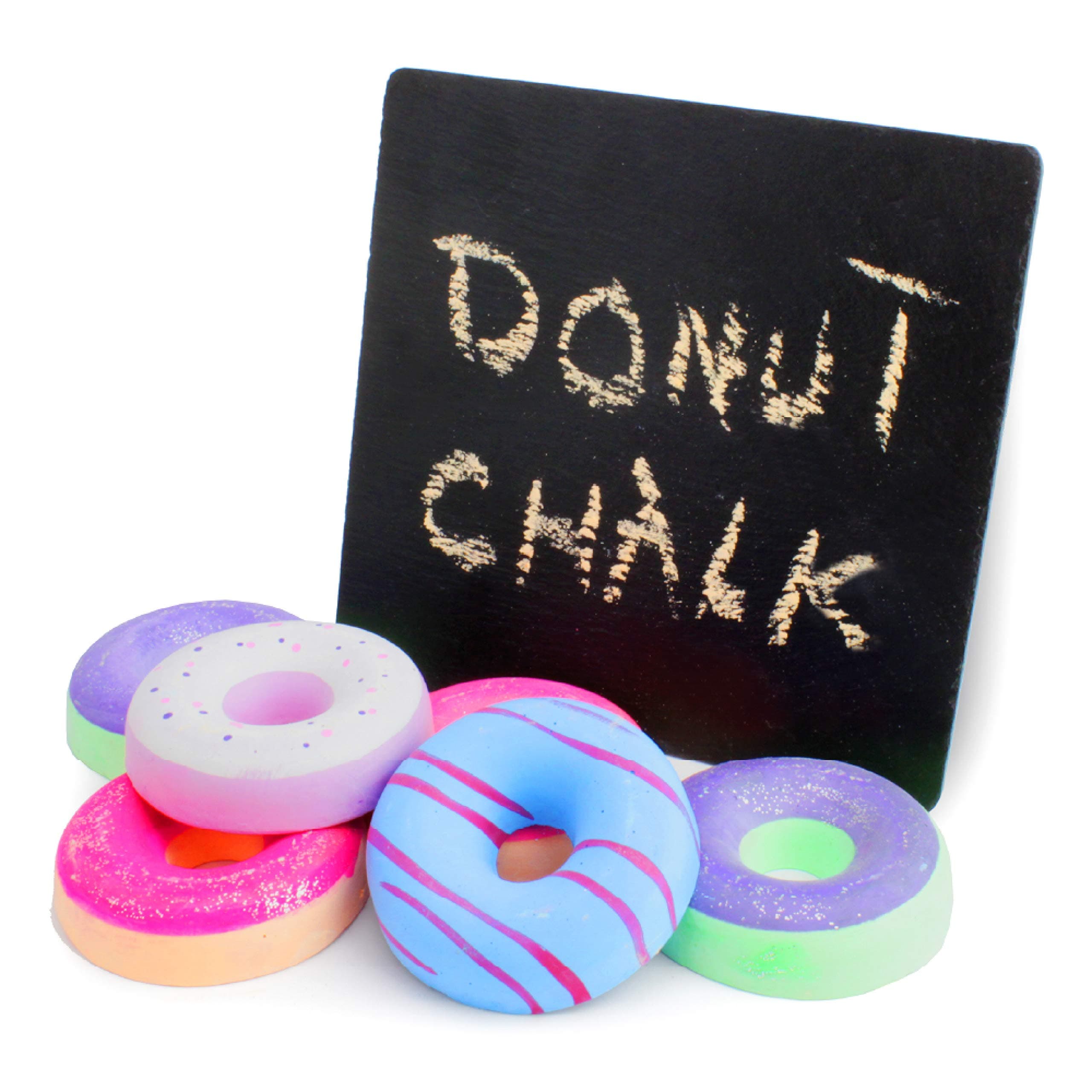 Boley Jumbo Sidewalk Chalk Set for Kids - 6 Pack Washable, Multi-Color Donut Chalks for Outdoor Play, Driveways, Pavements - Large Chalk Toys for Creative Arts, Street Art, Education