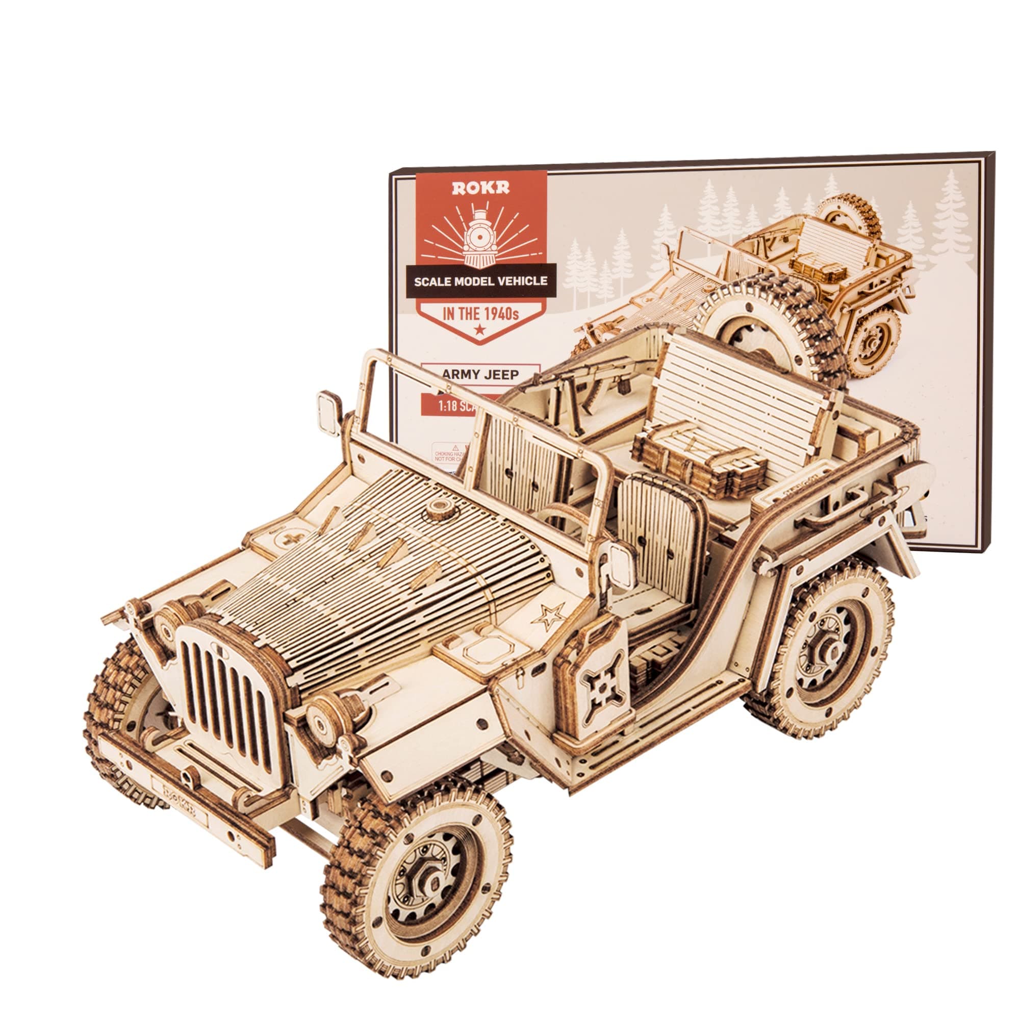 3D Wooden Puzzle for Adults-Mechanical Car Model Kits-Brain Teaser Puzzles-Vehicle Building Kits-Unique Gift for Adults,Teens on Birthday/Christmas Day(1:18 Scale)(MC701-Army Field Car)