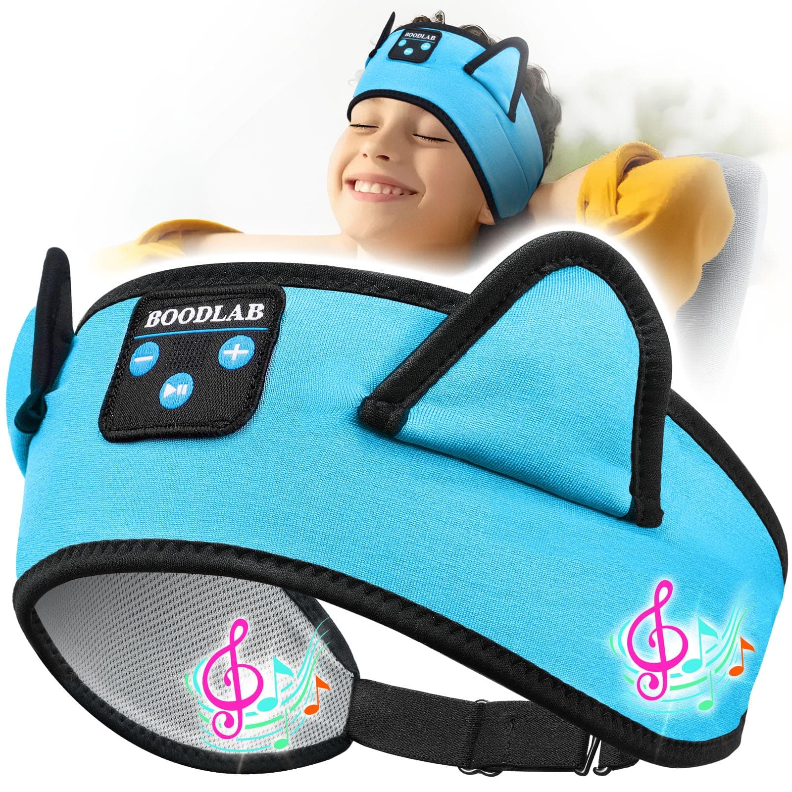 BoodlabBoodlab Kids Headphones, Headband for Children Baby & Toddlers, Bluetooth Toddler Headphones Wireless and Wired Playback 3.5 MM Jack for School, Stretchy & Comfy Travel Accessories