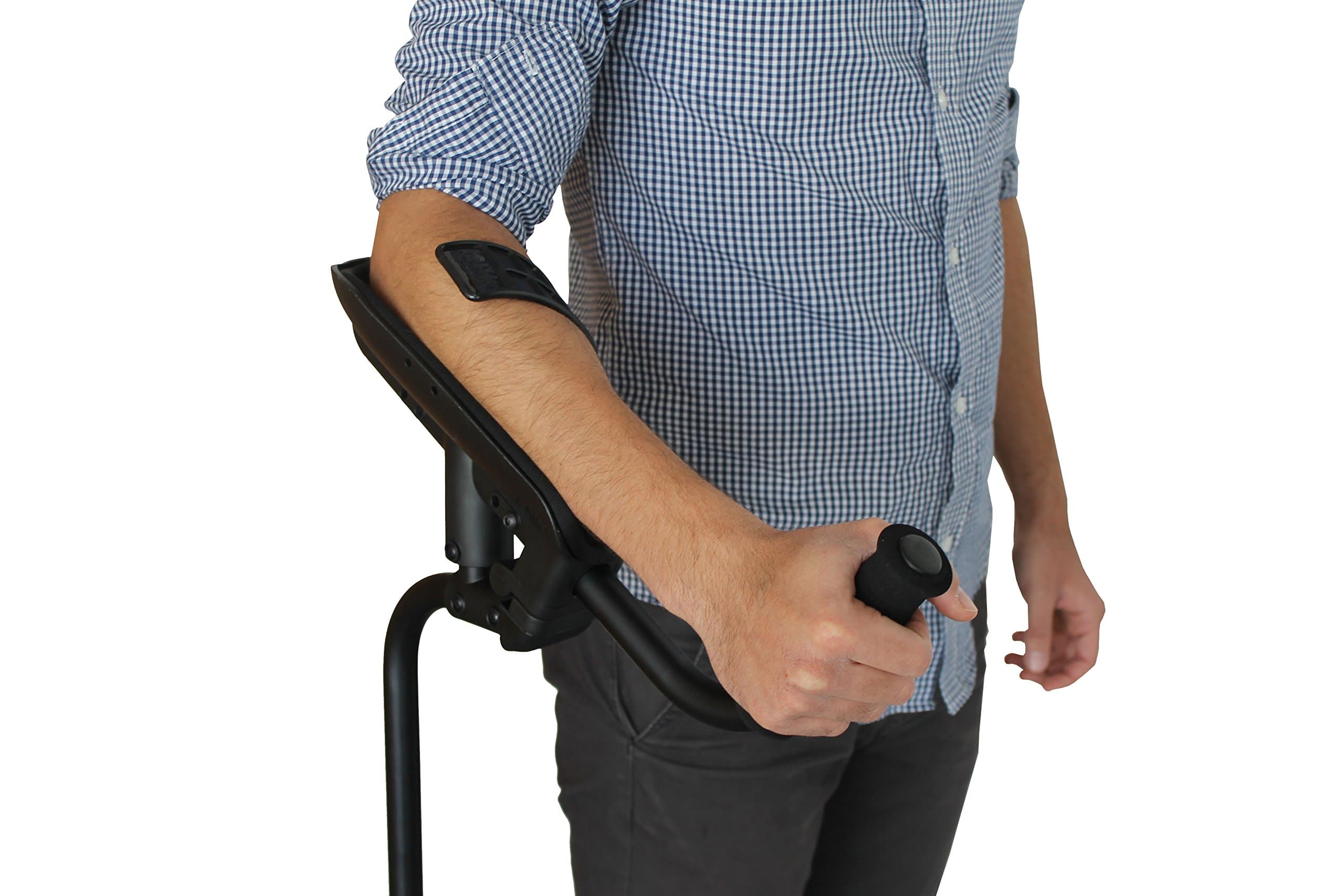 Adjustable Forearm Crutch for Adults (x1 Unit, Right Handed), Ergonomic Non-Slip Handles with Elbow Support, Patented, PRO Model, Made in Europe