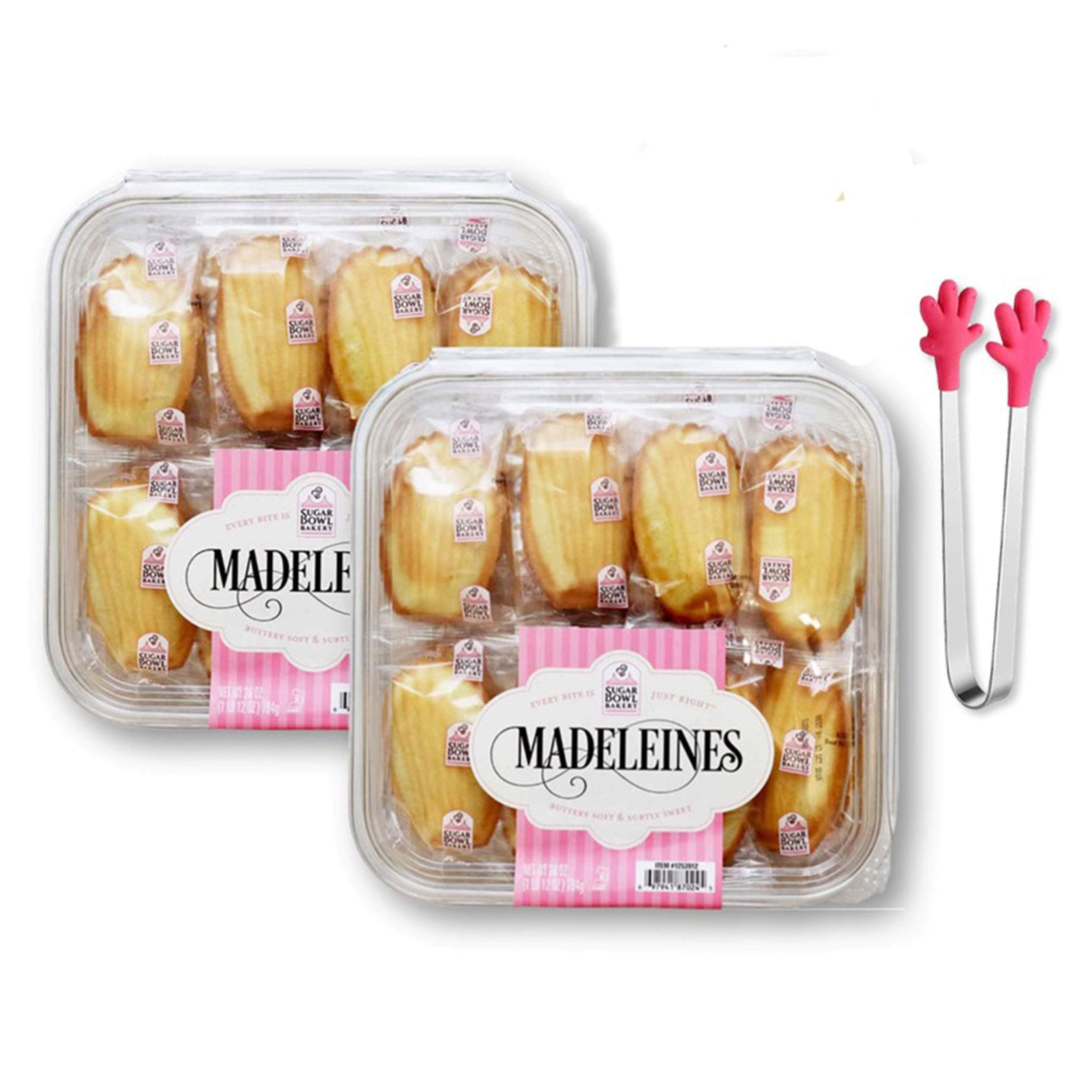 Sugar Bowl Bakery Madeleines Petite French Tea Cake Cookies Individually Wrapped (28 Oz. X 2 ) with 1 Bonus Mini Silicone Tongs (3-Pc Set)