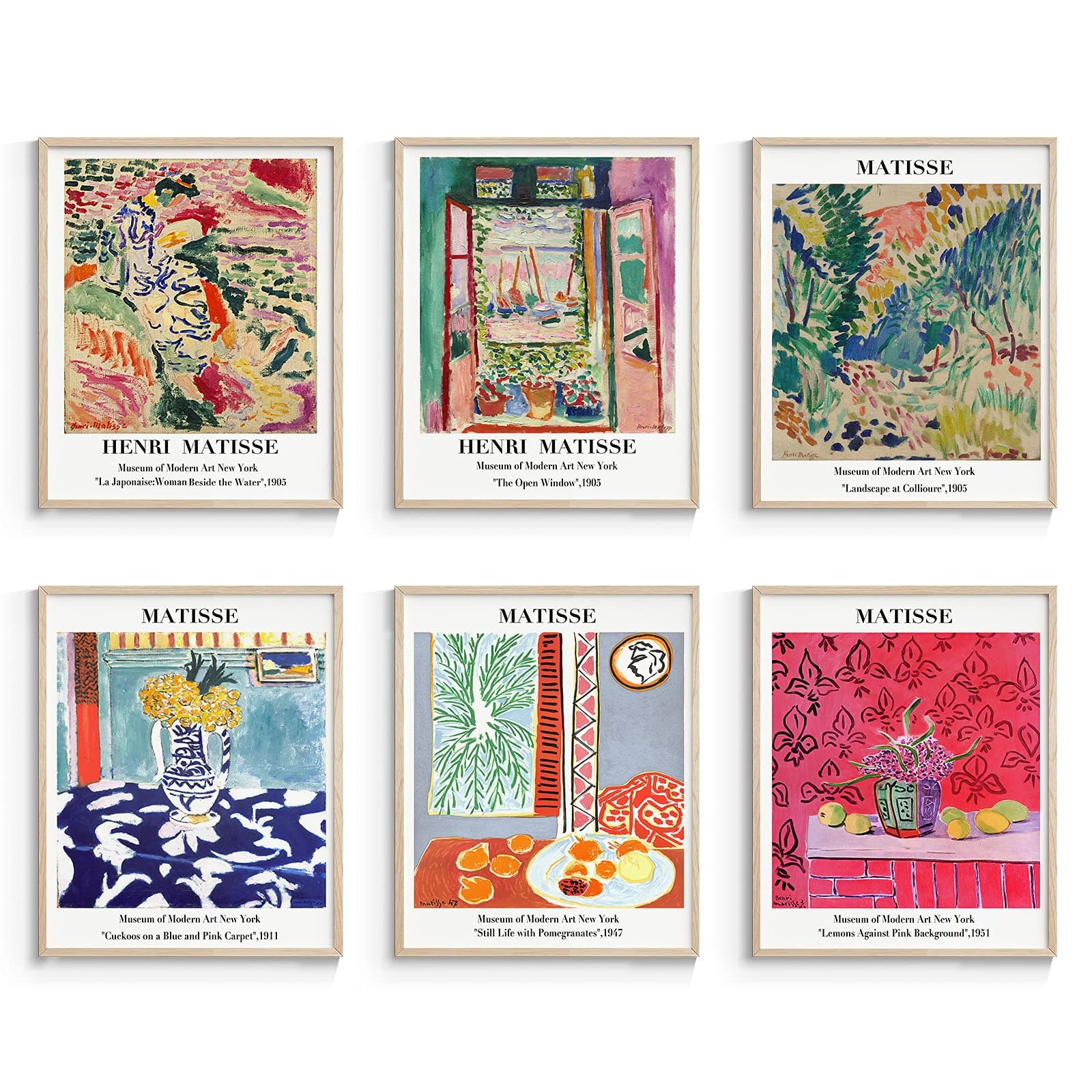 InSimSea Wall Art Prints Poster Master Artist Wall Art Prints, Matisse Posters for Room Aesthetic, Abstract Vintage Pictures Home Decor UNFRAMED, 8x10in, Set of 6
