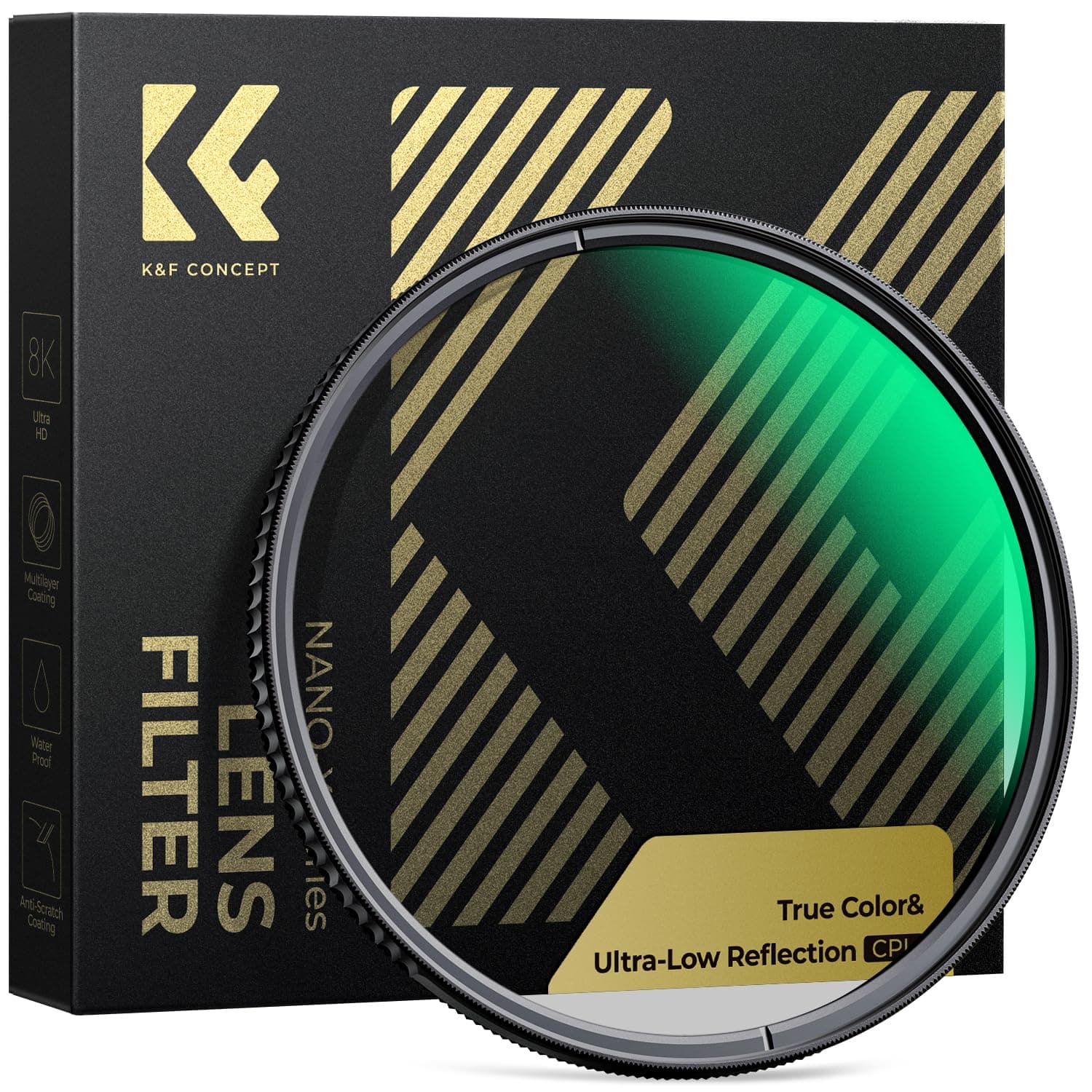 K&F CONCEPT 52mm True Color Ultra-Low Reflectivity CPL Filter Polarizer Lens Filter Circular Polarizing for Camera Lenses with 28 Multi-Coated (Nano-X Series)