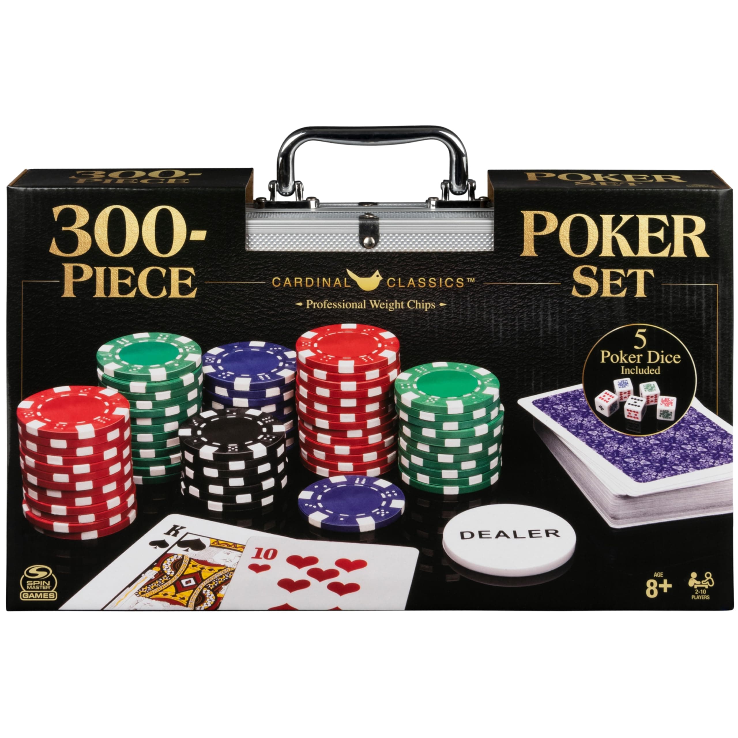 Cardinal Games Professional Poker Set 300 Count Aluminum Carrying Case for Ages 8+