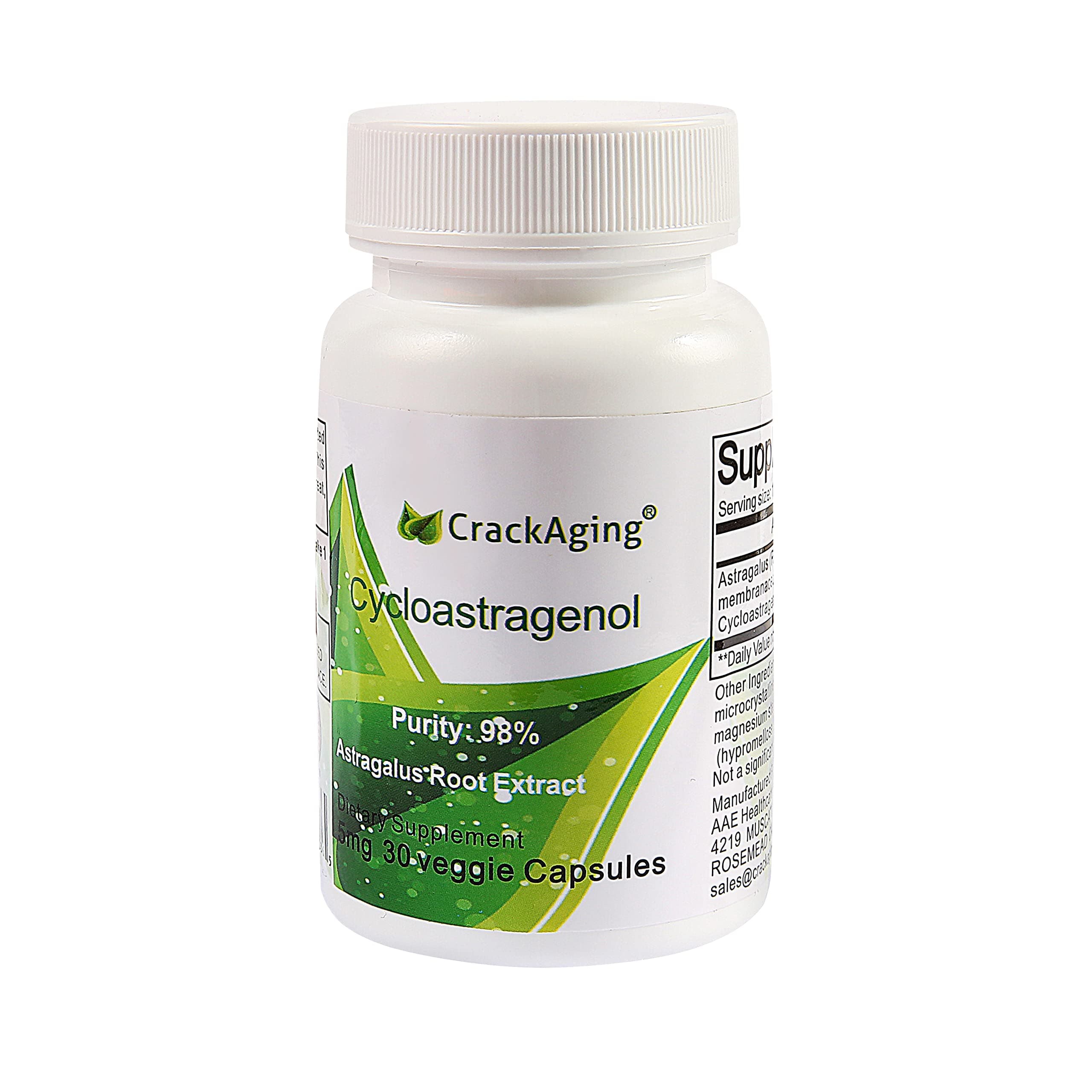 Crackaging Super-Absorption Cycloastragenol 98% | Telomere lengthening Supplements | Immune Booster | telomere Nutritional 5mg 30 Capsules