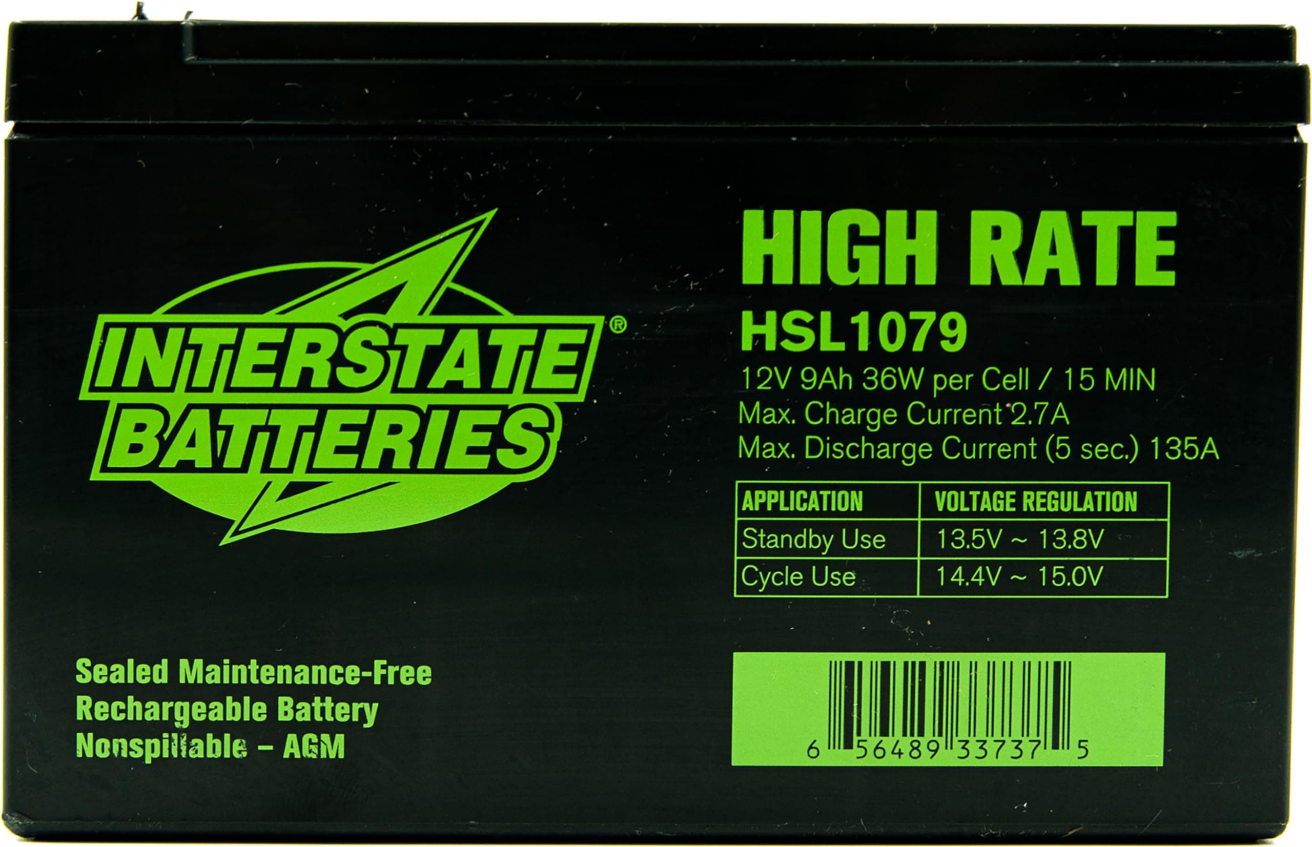 12V 9Ah High Rate Battery (F2 Terminal) SLA AGM VRLA Rechargeable Replacement for APC Smart-UPS, UPS Back Up Systems, Security, Medical Devices (HSL1079)