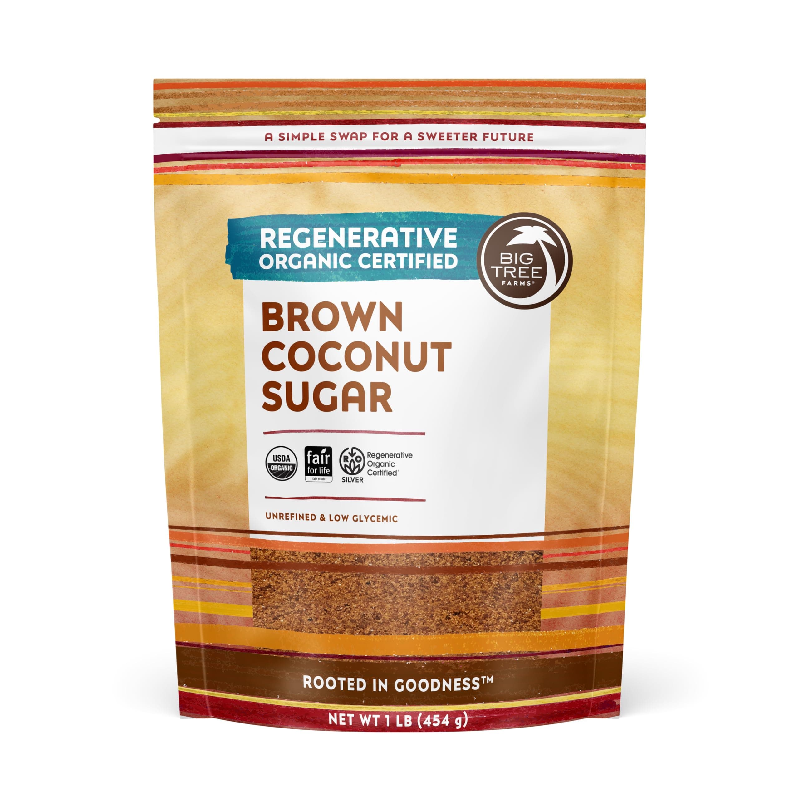 Big Tree Farms Organic Brown Coconut Sugar - Coconut Palm Sugar, Unrefined, Fine Crystals, Cane Sugar Replacement, Coconut Blossom Nectar, Vegan, Perfect for Baking - 2 Pound (Pack of 2)