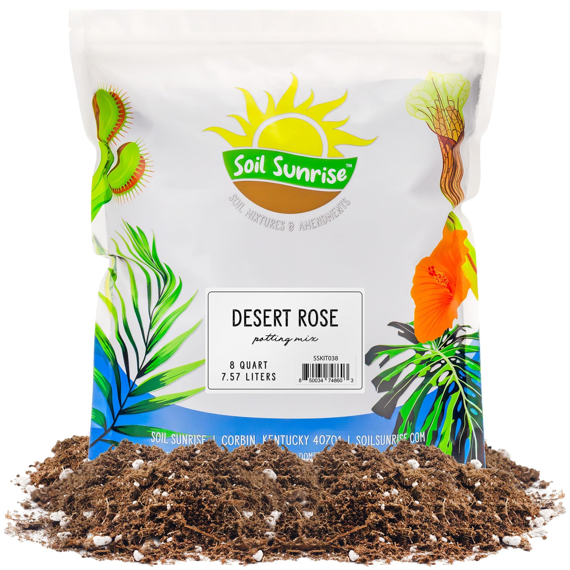 Desert Rose Potting Soil Mix (8 Quarts), Hand Blended Small Batch Soil Blend for Desert Rose Plant