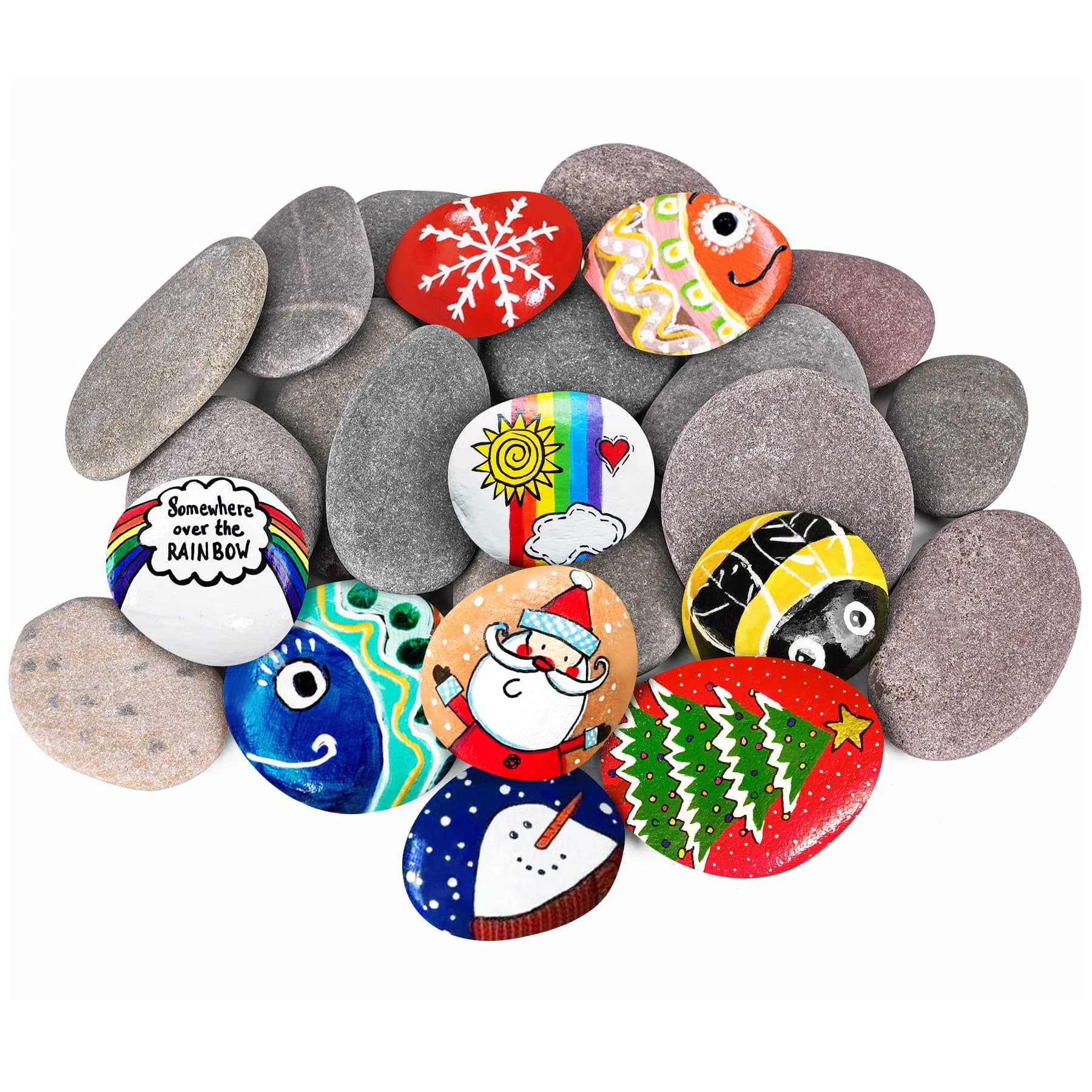 River Rocks for Painting 25 Pcs Large 2-3 Inch Flat Smooth Painting Stones Craft Rock to Paint for Kids Crafts Painting Bulk