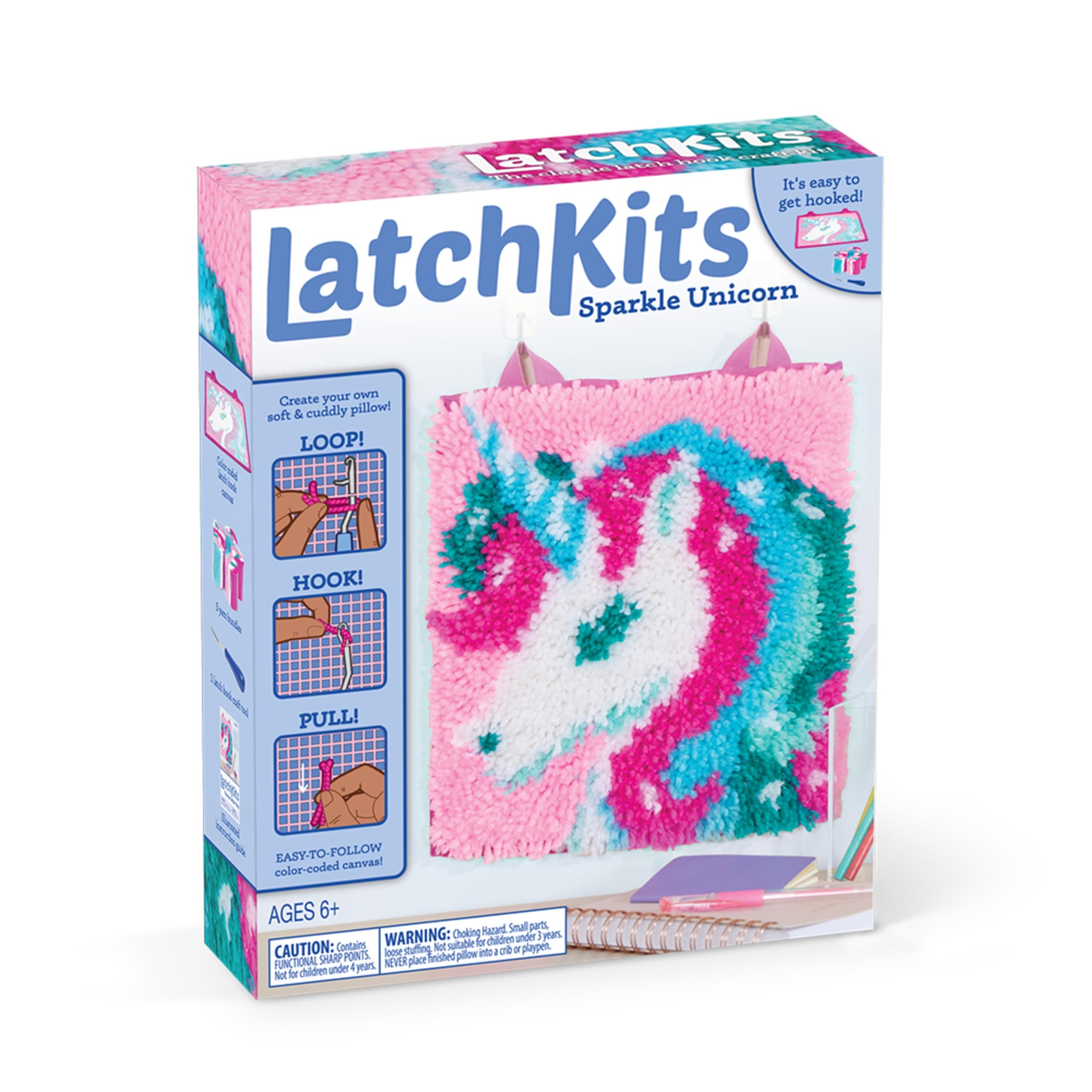 Unicorn Latch Hook Kit – Easy-to-Learn Craft Project – No Sewing Or Cutting – For Ages 6+