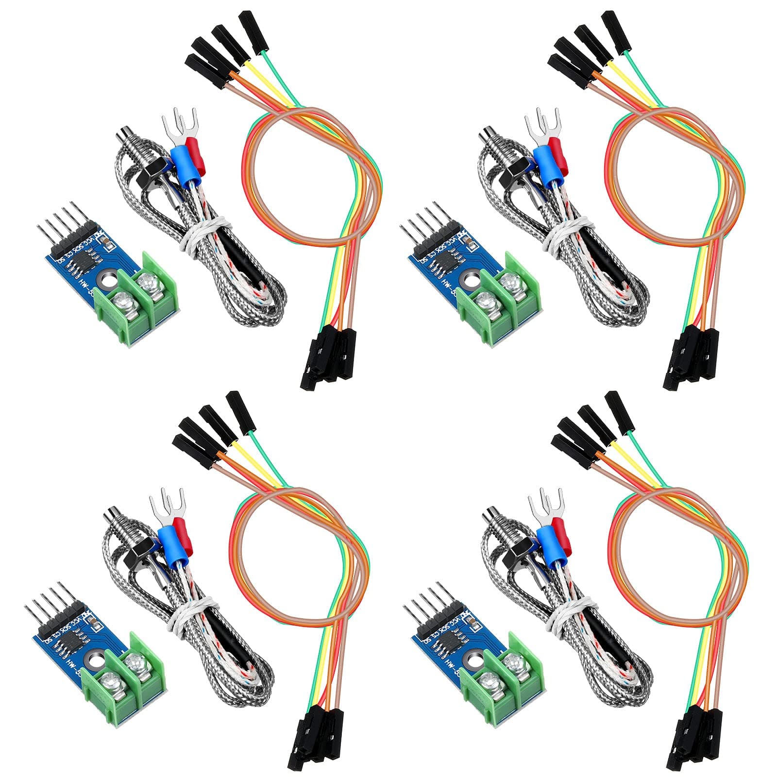Weewooday 4 Sets DC 3-5V Max6675 Thermocouple Module & K Type Thermocouple Temperature Sensor Set M6 Screw & Cable Cord Compatible with Arduino/Raspberry Pi