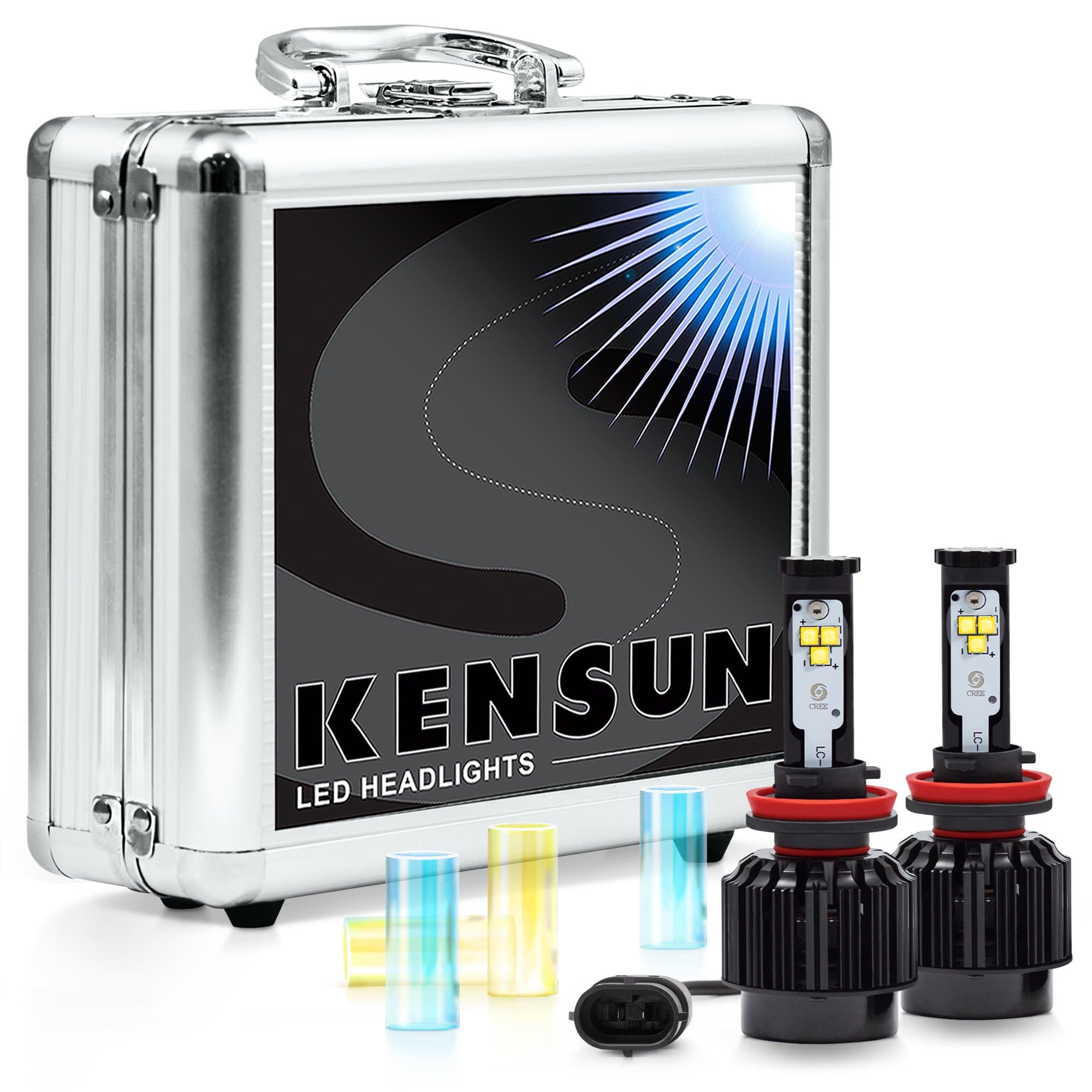 Kensun New Technology All-in-One LED Headlight Conversion Kit (from HID or Halogen) with Cree Bulbs - H8 (H11) - 30W 3000LM x2-2 Year Full Warranty