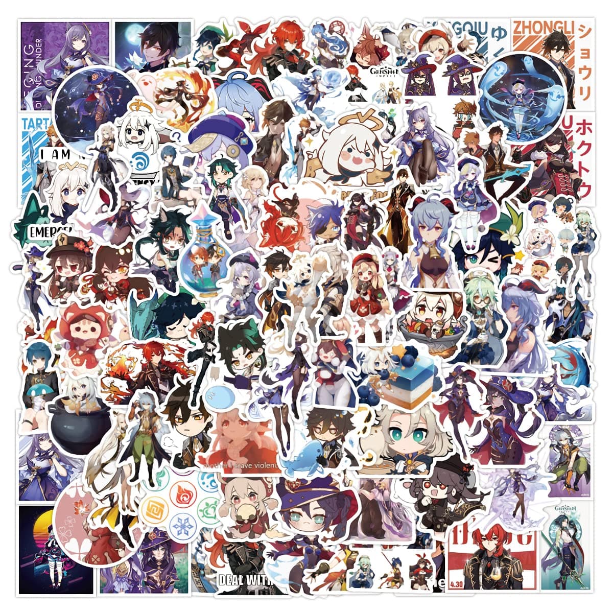 Genshin Impact Stickers[100pcs] Waterproof for Decal Laptop Water Bottle Car Cup Computer Guitar Skateboard Luggage Bike Bumper Kid/Teen Gift(Genshin Impact Stickers)