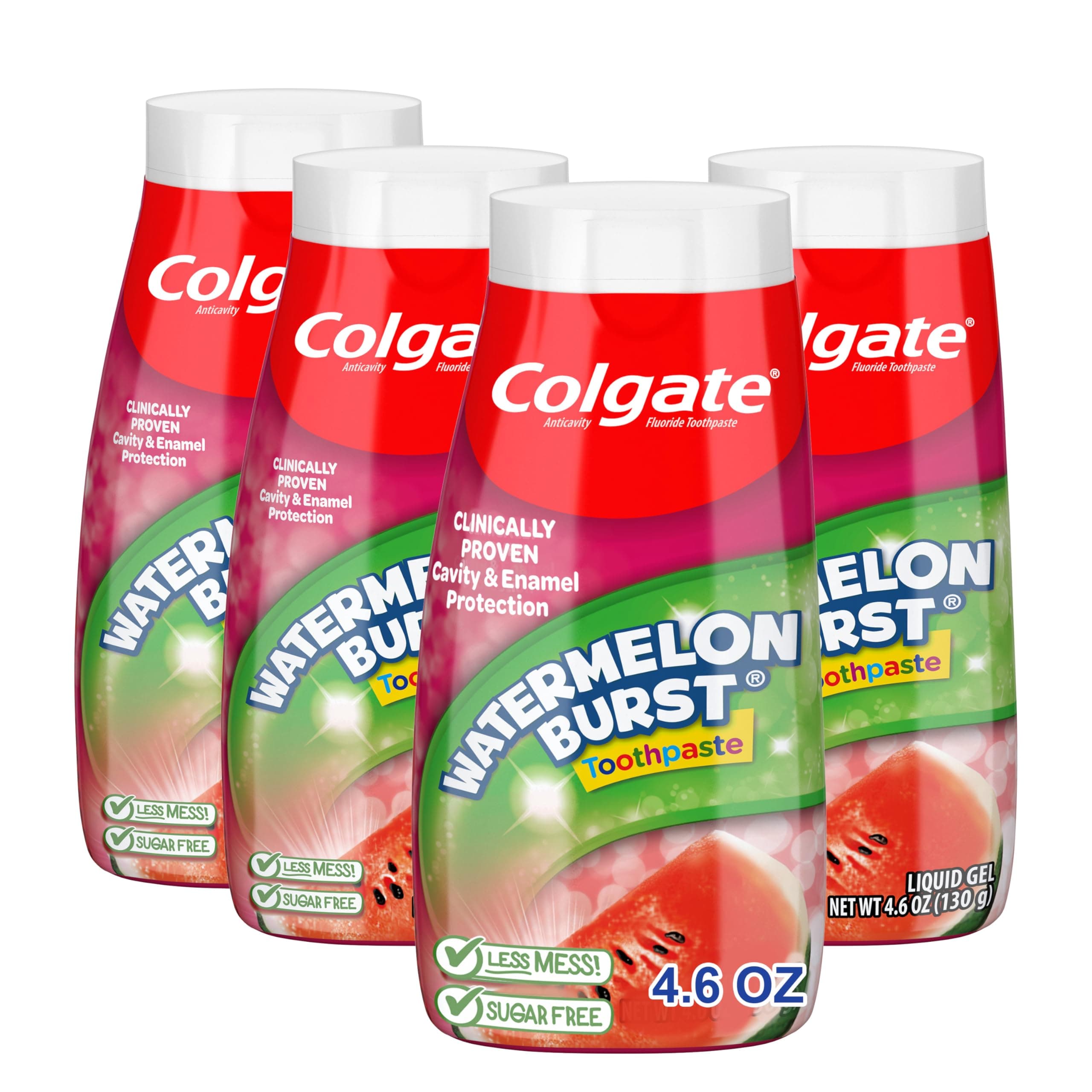 Colgate Kids 2-in-1 Toothpaste, Watermelon Burst, 4.6 Ounce, 4 Count