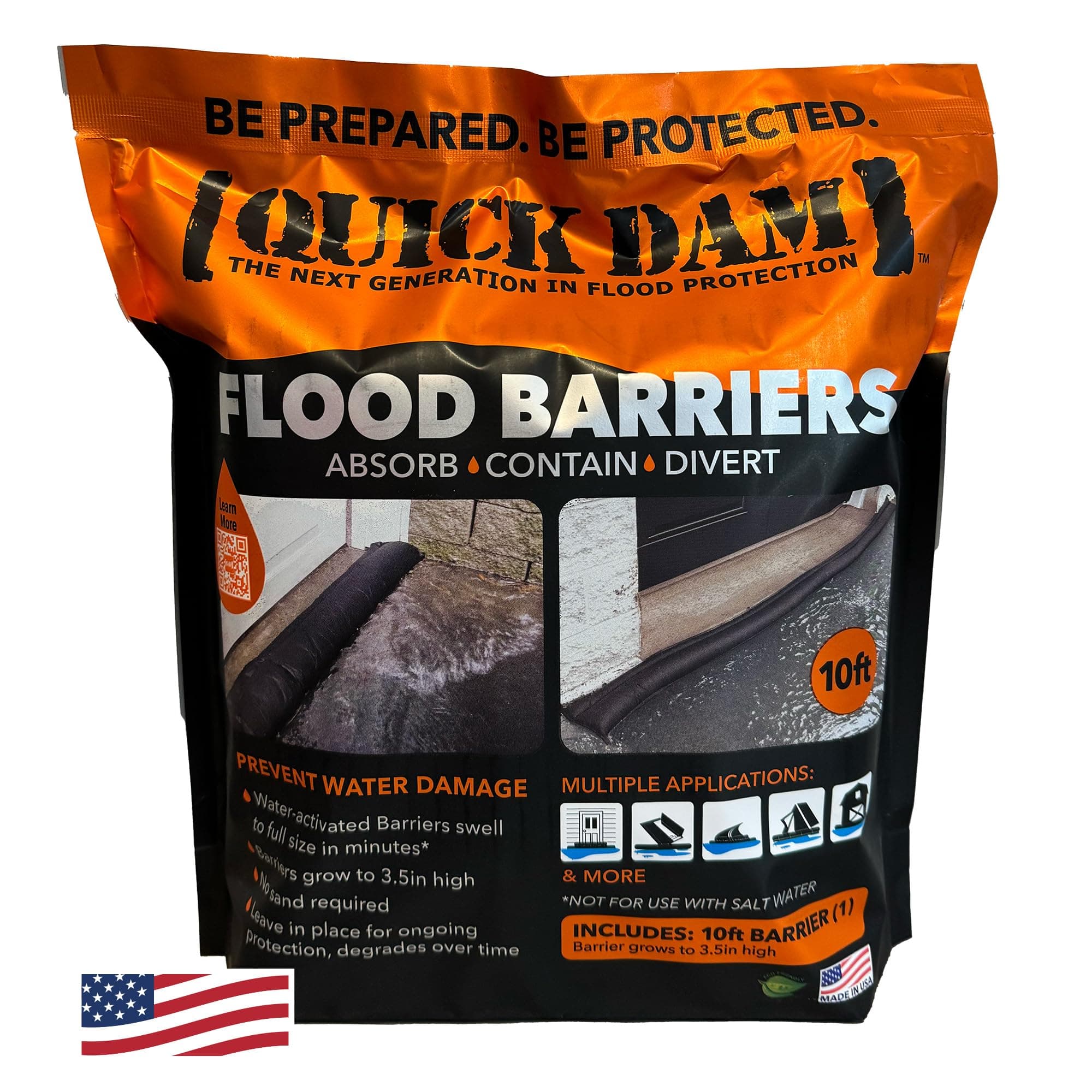 Quick Dam QD610-1 Water Activated Flood Barrier 10 feet, 1-Pack