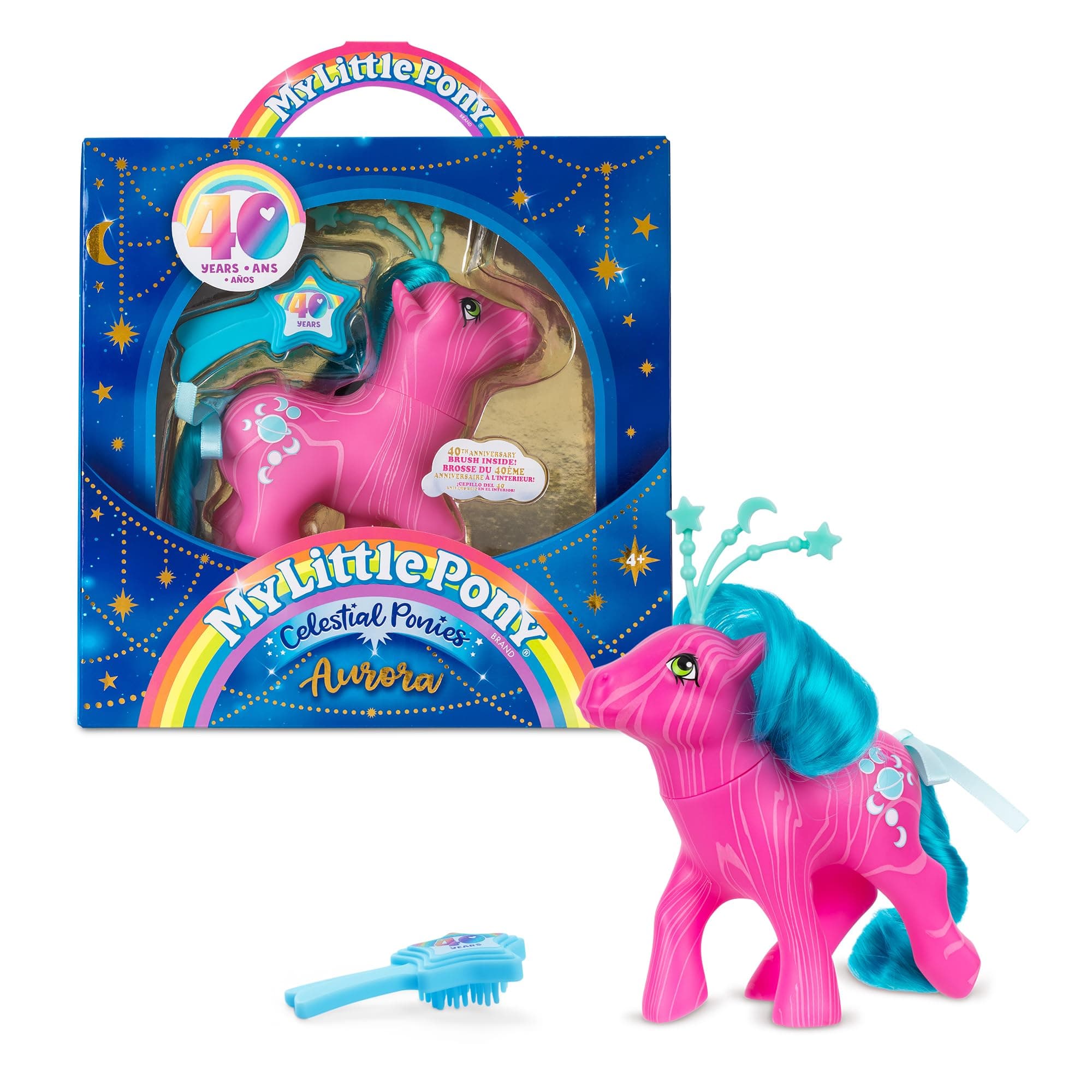 My Little Pony Classics - Celestial Ponies - Aurora - Retro 4" Collectible Play Figure, Great for Kids, Toddlers, Adults, Girls and Boys Ages 3+