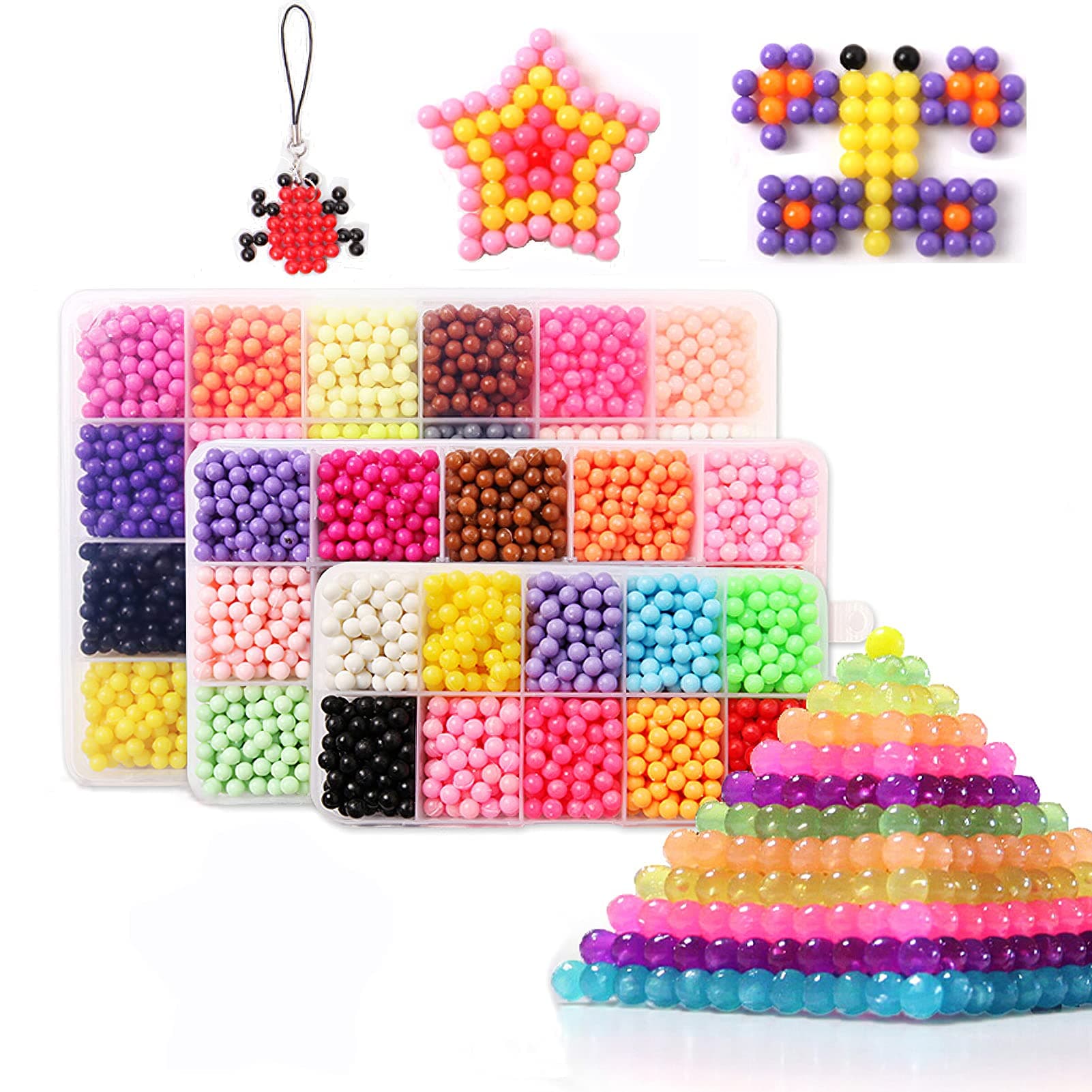 Water Fuse Beads Set 24 Colors 4800 Beads 5mm Creative Refill Magic Water Sticky Beads Art Crafts Toys for Kids Beginners (4800 Beads Complete Set)