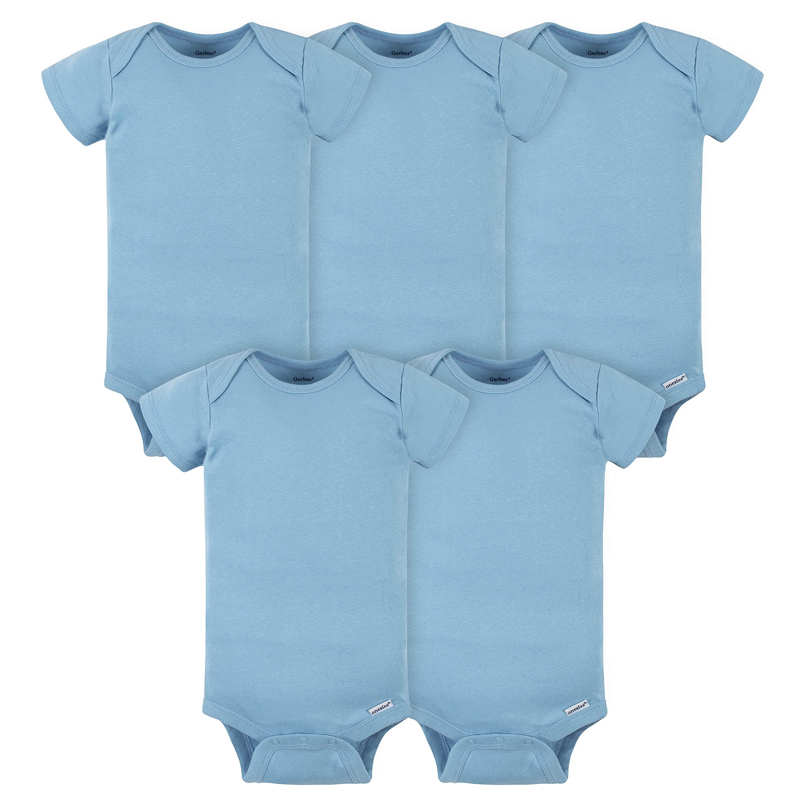 Baby Boys' 5 Pack Onesies, Solid Blue, 0-3 Months