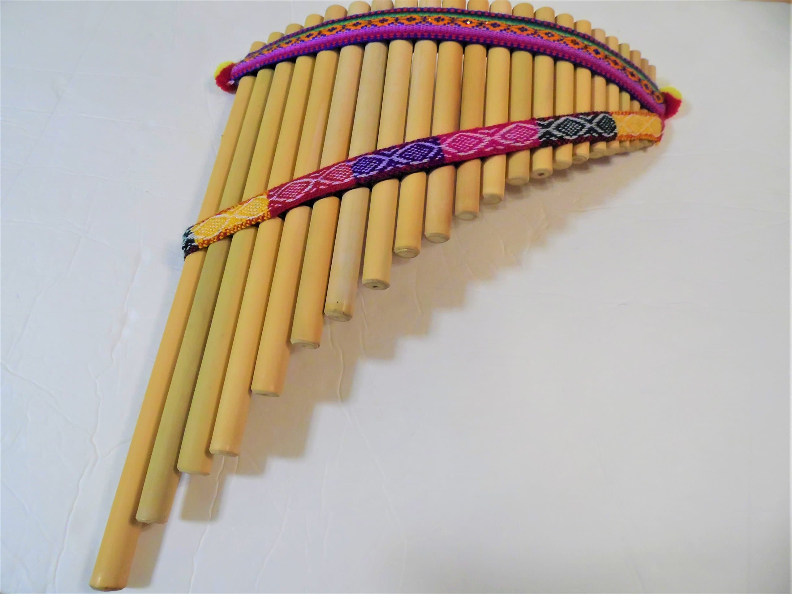 Large Decorative Bamboo Peruvian Style Inca Pan Flute