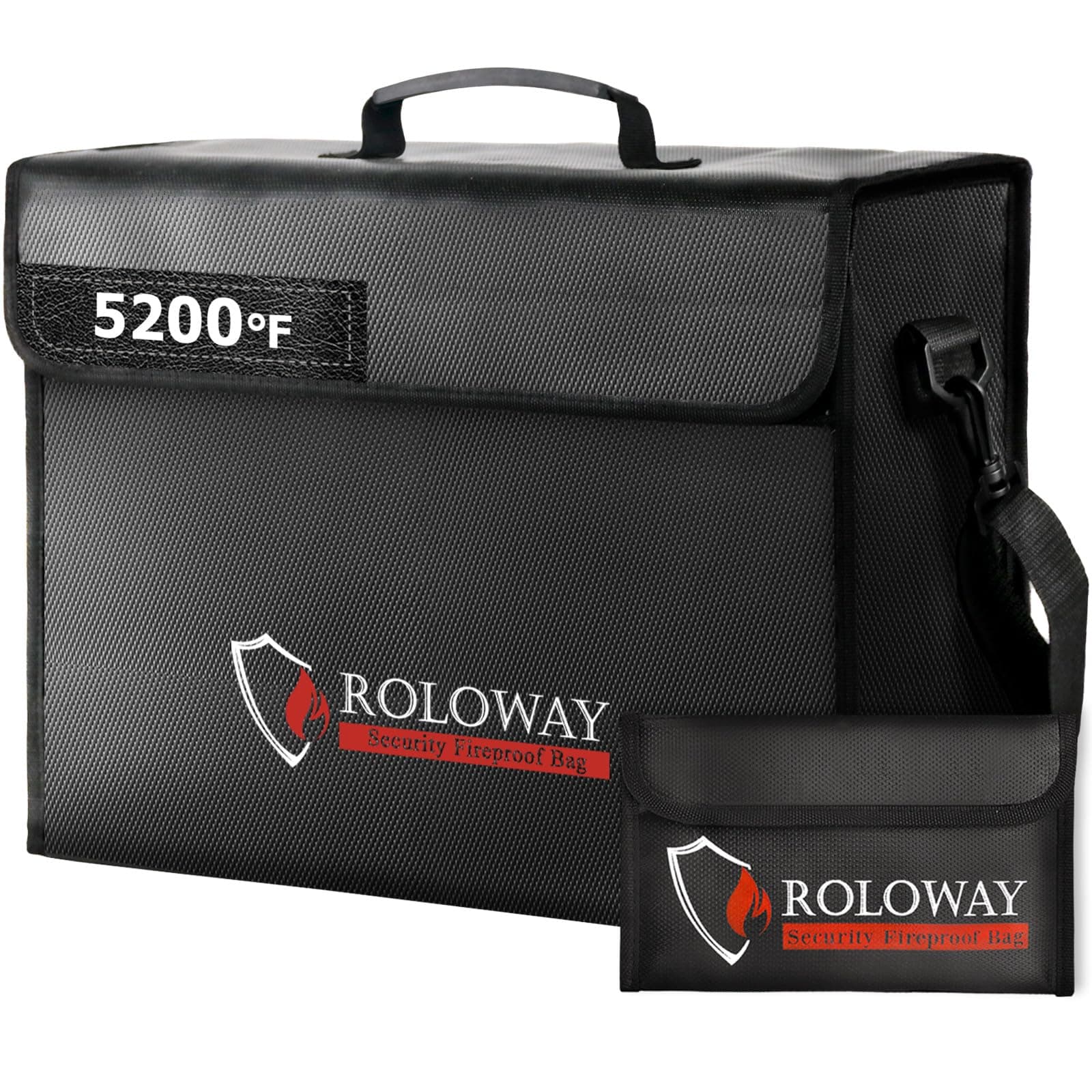 ROLOWAY Large Fireproof Bag 5200°F Heat Insulated (17 x 12 x 5.8 inches), Fireproof Document Bag with Fireproof Money Bag for Cash Safe, Fireproof Document Box, Fireproof Safe Bag for Document Safe