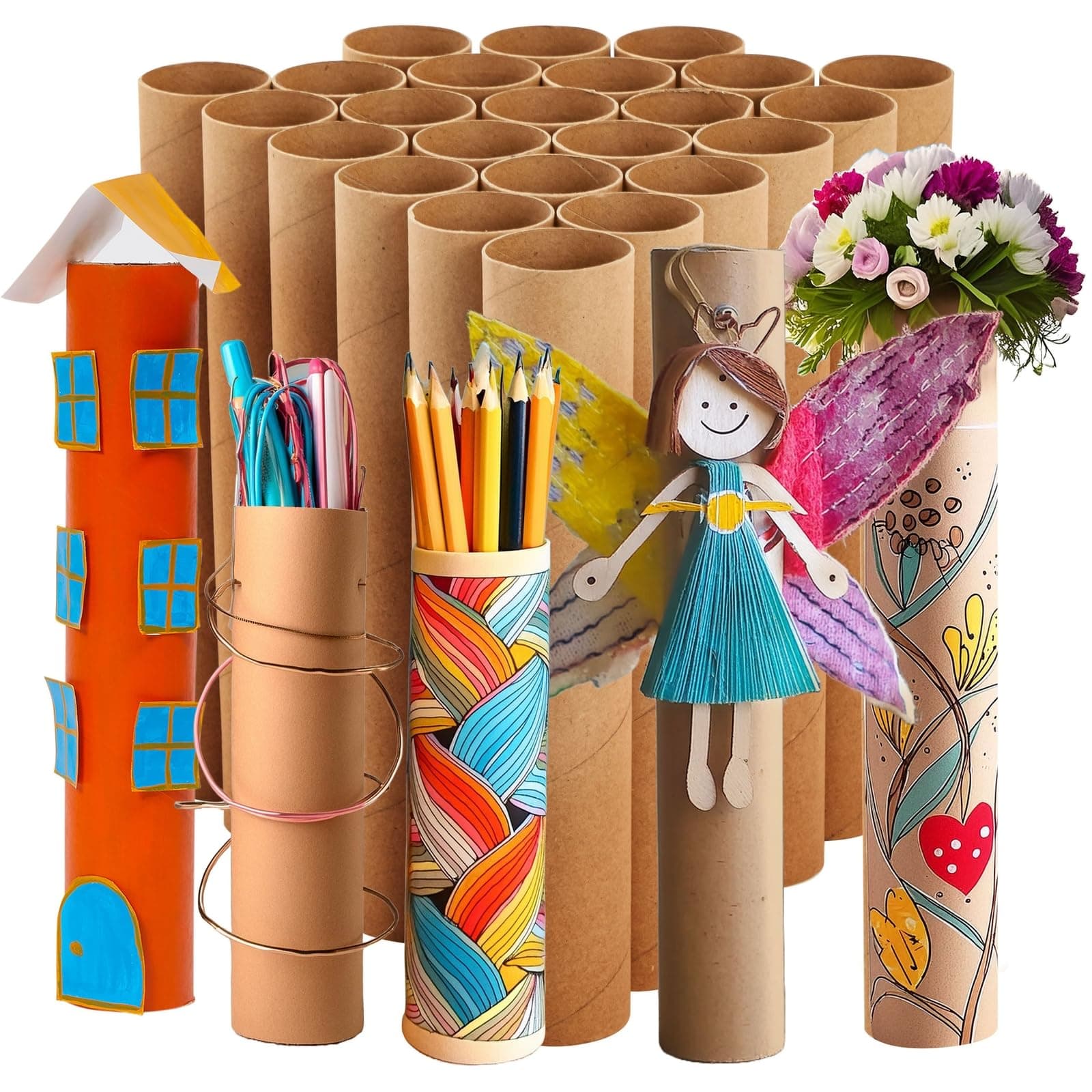 Bright Creations Brown Paper Cardboard Craft Tube Rolls (24-Pack) - 25.4 cm Tall