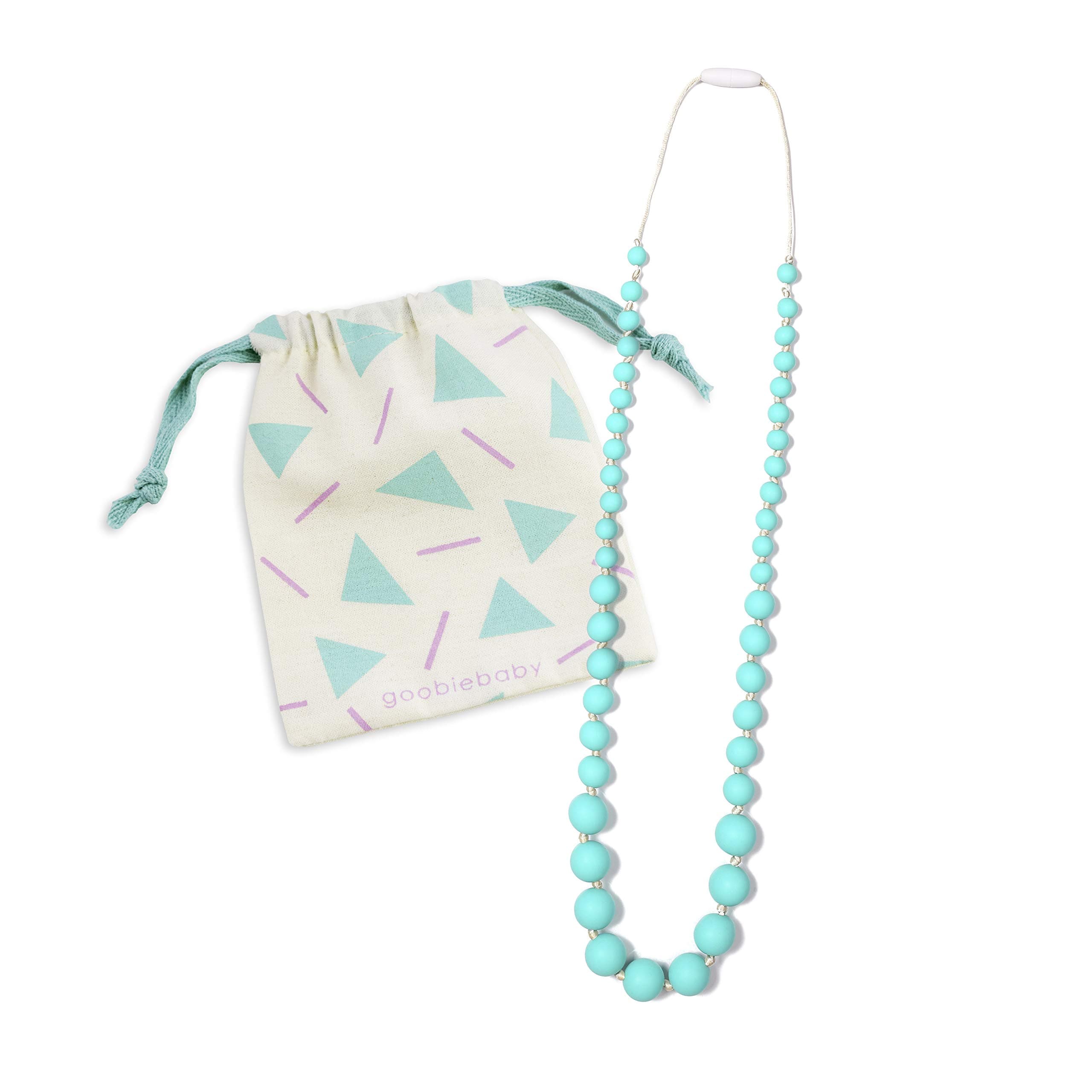 Goobie Baby Audrey Silicone Teething Necklace for Mom to Wear, Nursing Necklace Chew Bead (Teething Necklace – Turquoise)