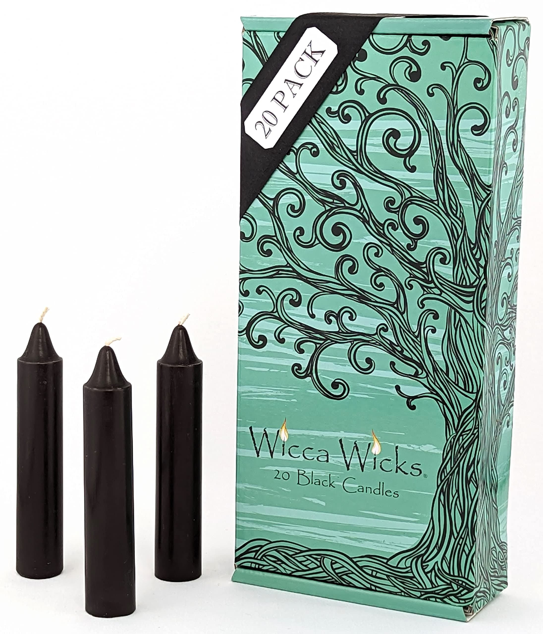 20 Black Candles | 4 inches Tall & 3/4 inch Diameter | Witchcraft Supplies for Your Personal Wiccan Altar, Spells, Charms & Rituals | Witchy Room Decor | Taper Candlesticks (Black)