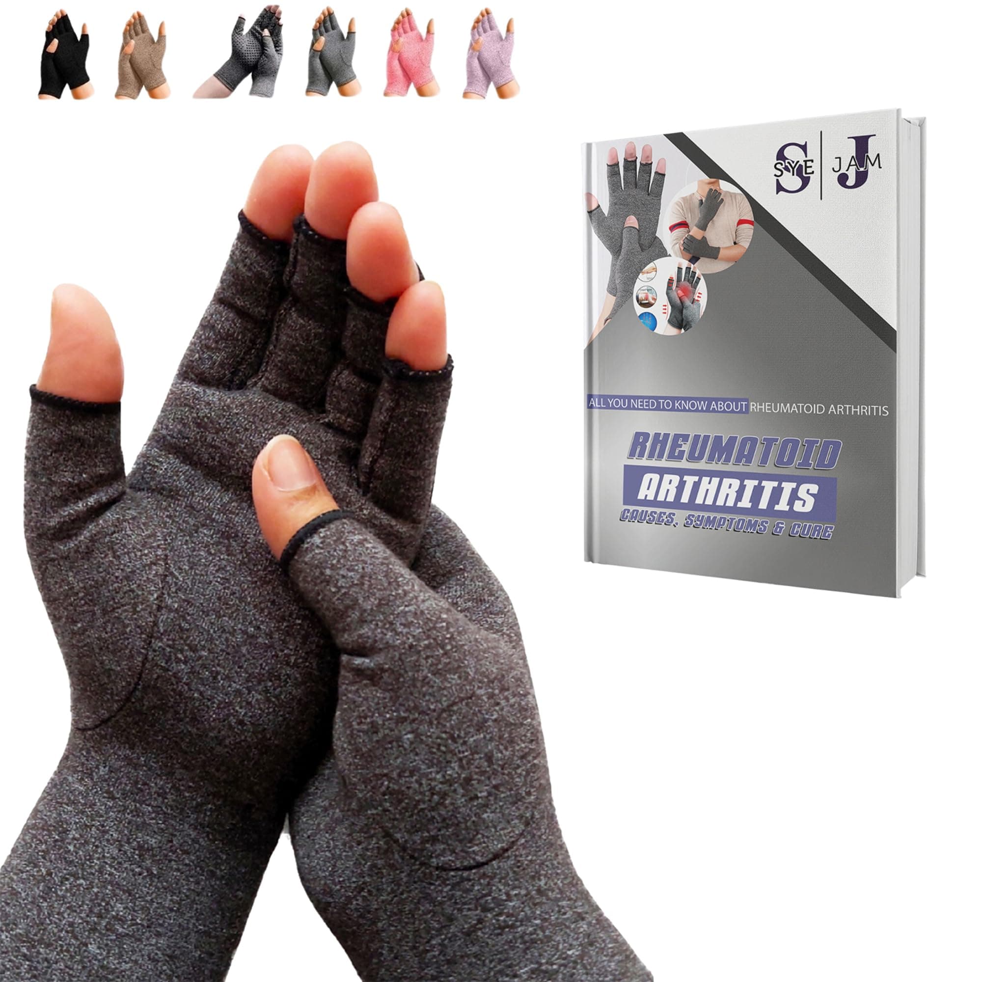Arthritis Gloves Fingerless- Rheumatoid Arthritis Compression Gloves for Pain Relief - Grey (S) 1 Pair