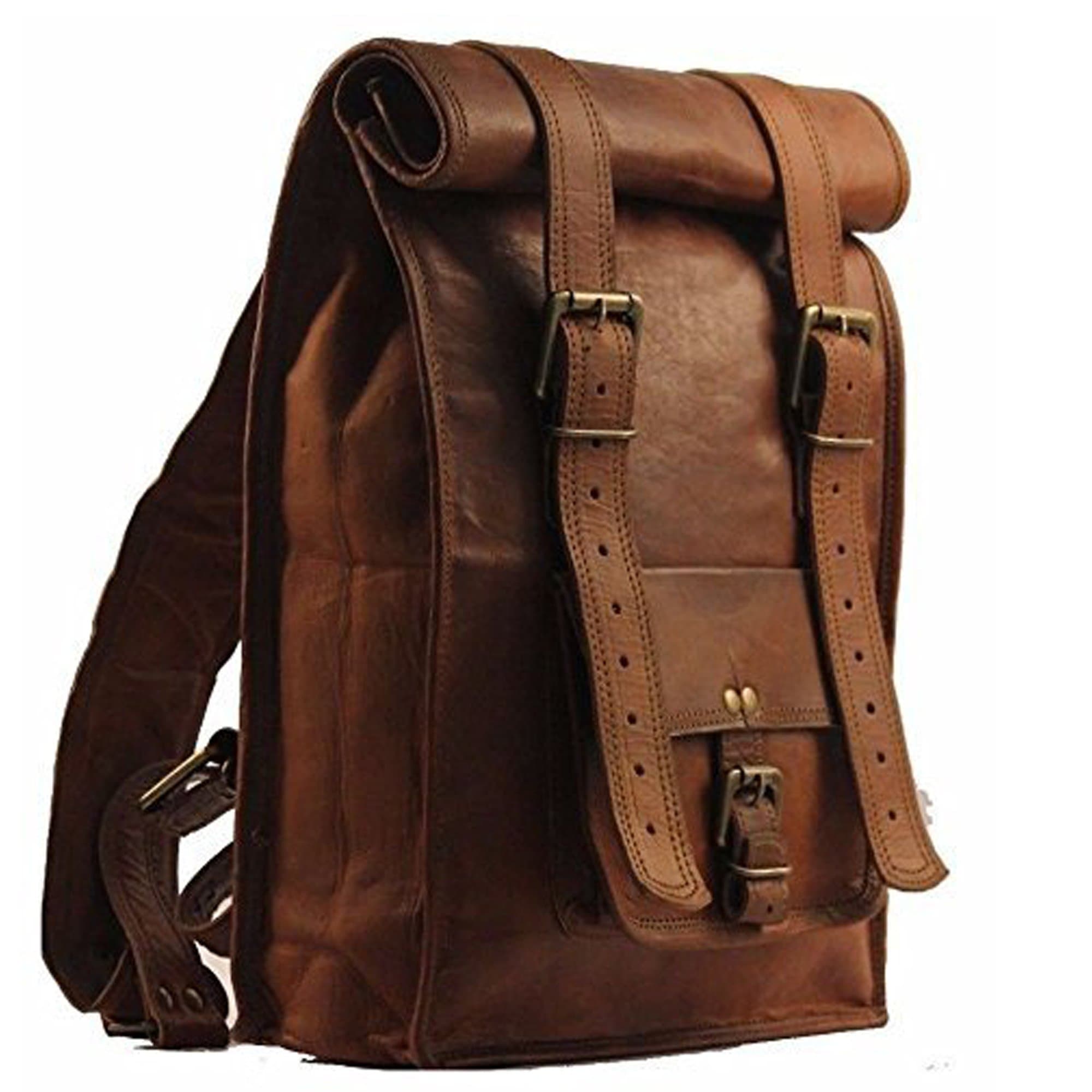 Unisex Genuine Leather 31 Ltr. Vintage Brown Traveling Backpack 14X23"-(BP118)