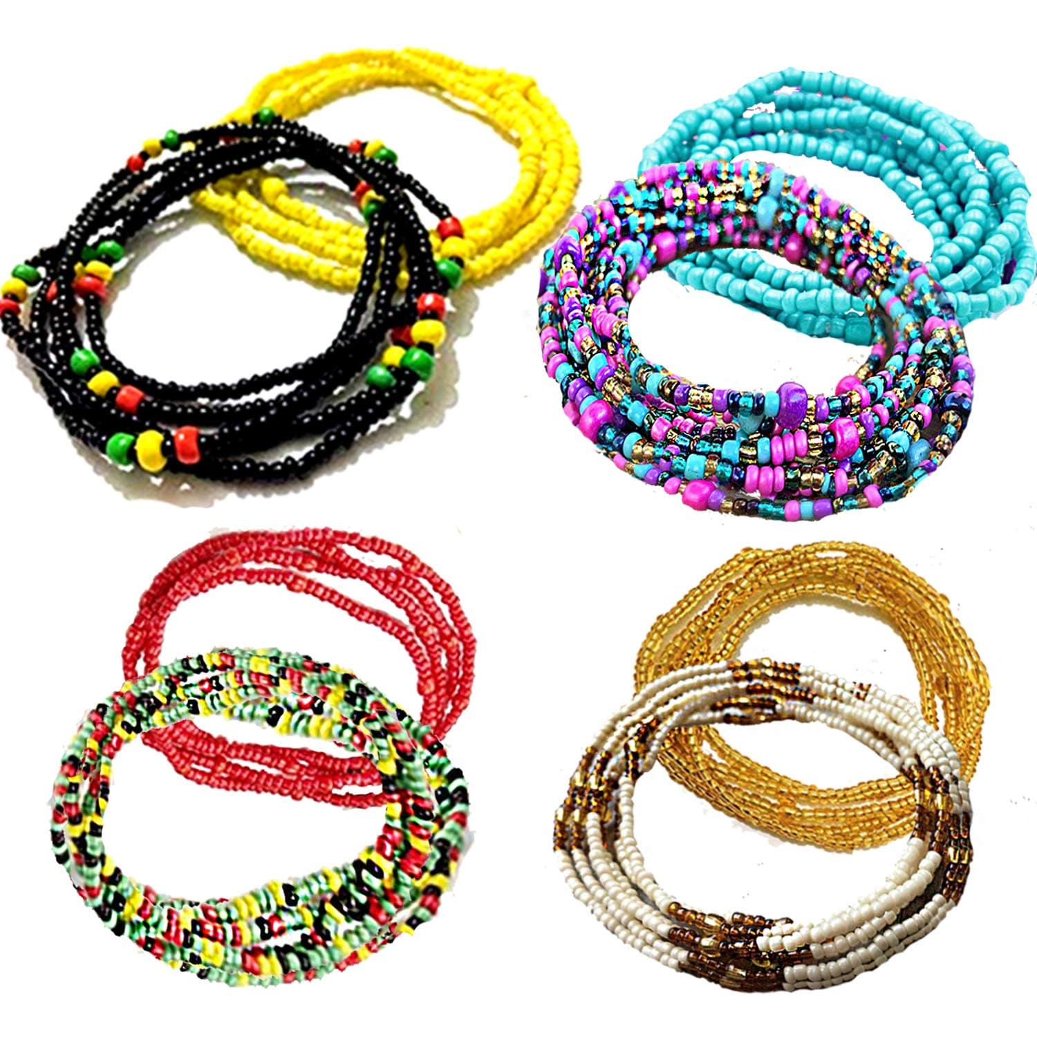 Tuoshei8 Piece Summer Jewelry Waist Bead Set, Colorful Waist Bead, Belly Bead, African Waist Bead, Body Chain, Beaded Belly Chain, Bikini Jewelry for Woman Girl (style 2)