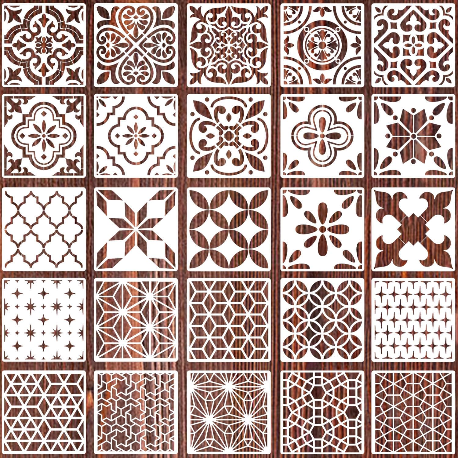 Tile Stencils for Painting on Wall Floor Stencil 6inch Geometric Stencils for Furniture Cake Room Kitchen Decor