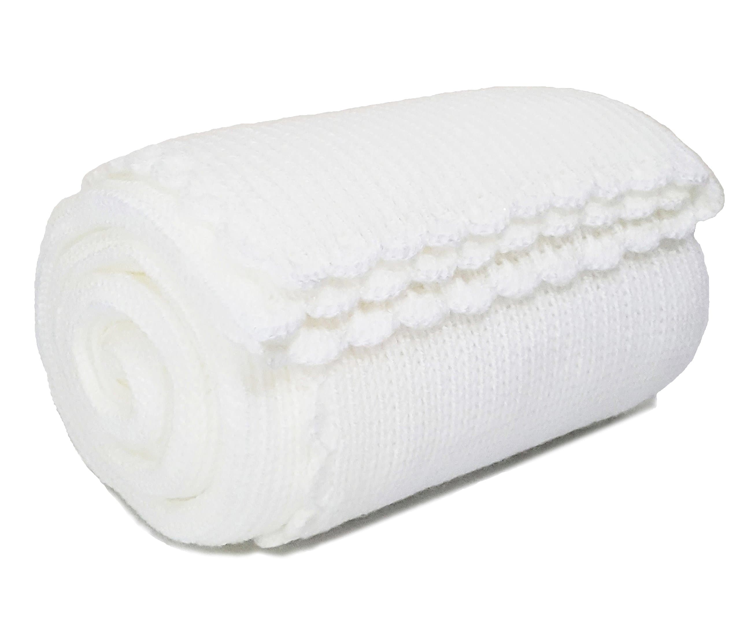 The Knit Wit Handmade Knitted Cellular Baby Blanket (Medium, White)