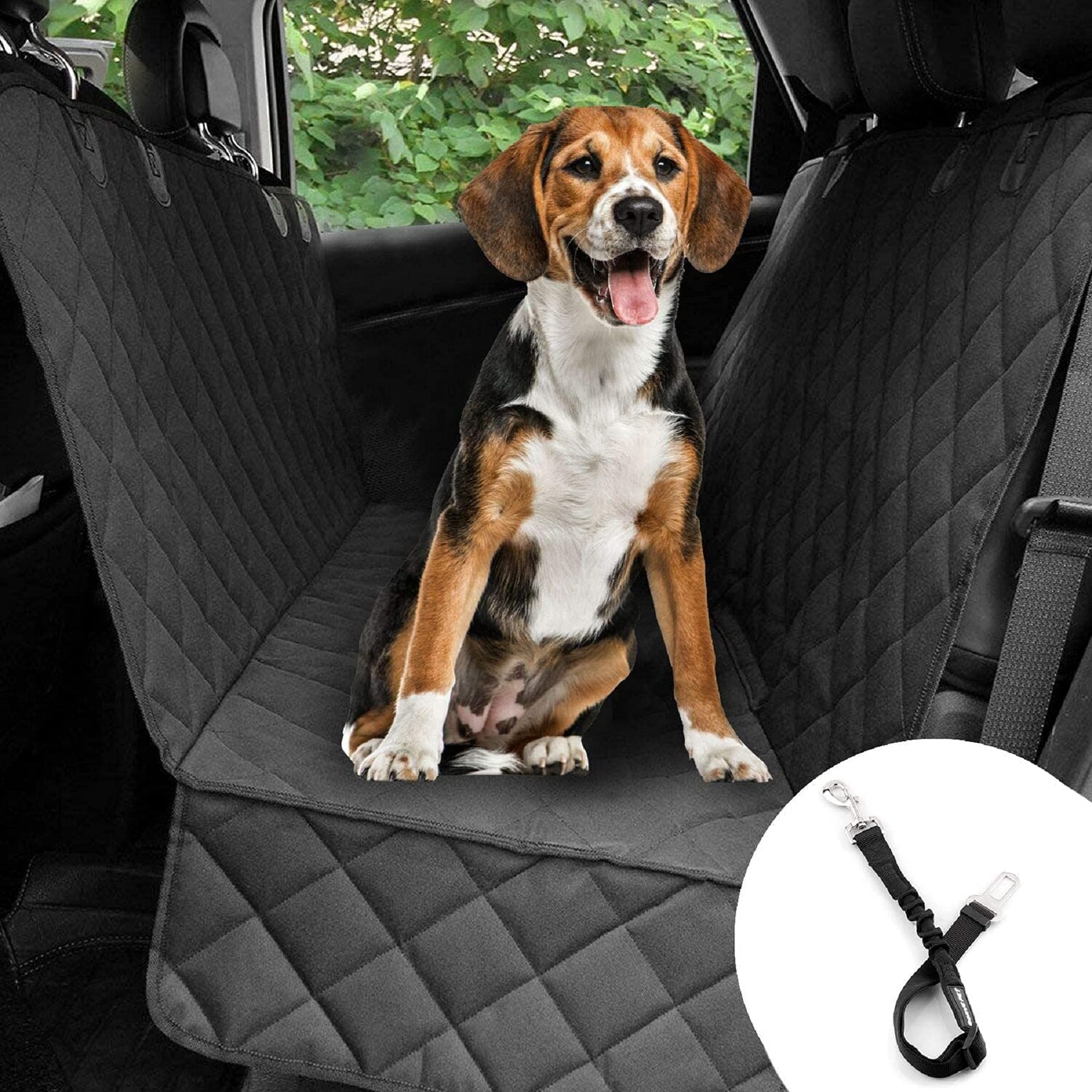 Bonve PetDog Car Seat Cover, Waterproof & Scratch Proof & Nonslip Back Seat Cover Protector Liner, Dog Car Hammock with Side Flaps, Durable, Washable, Universal fits Cars Trucks SUV