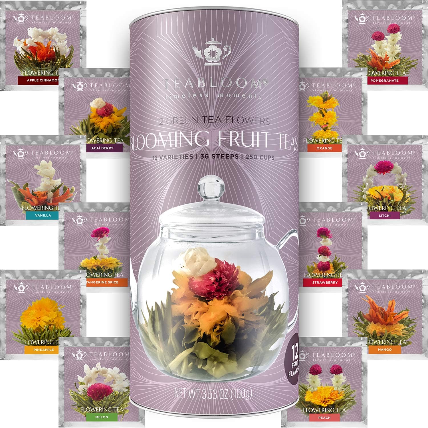 Flowering Tea - 12 Assorted Fruit Blooming Tea Balls - Fresh New Fruit Tea Flowers
